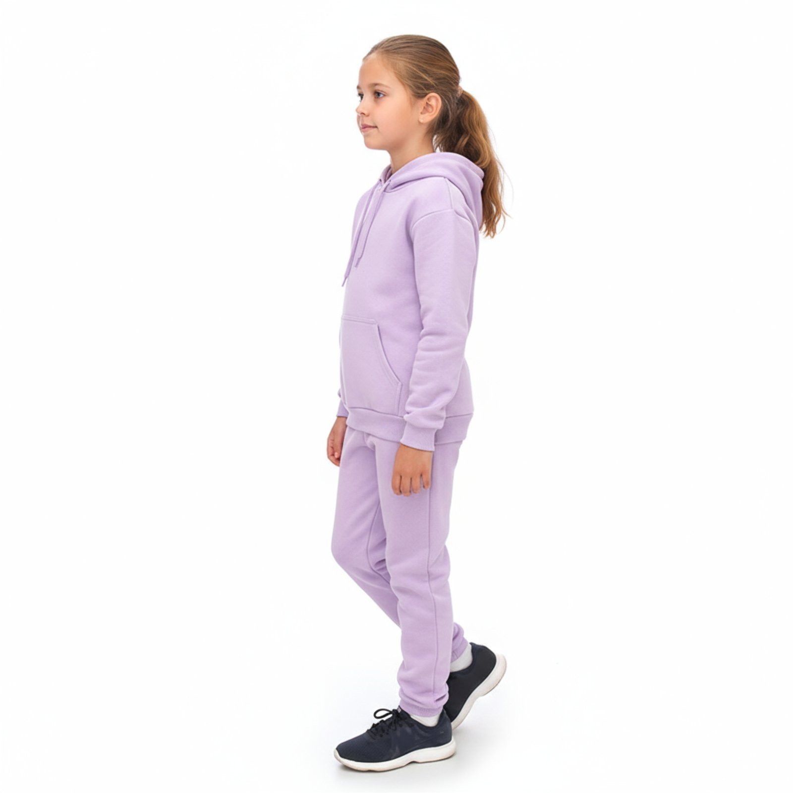 Infantil - Conjunto Em Moletom Blusa Canguru e Capuz E Calça Estilo Jogger Lavanda Aliarthe