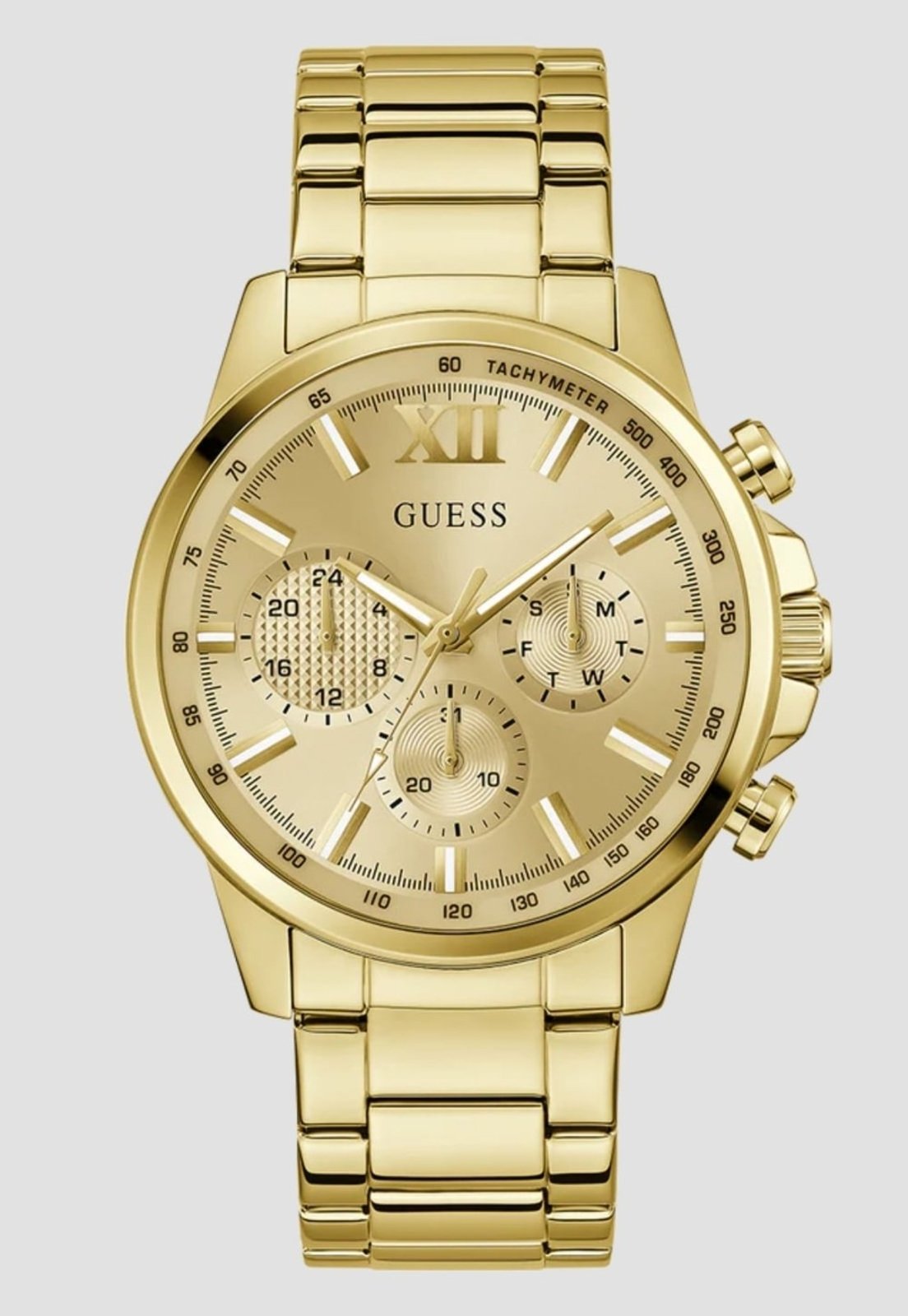Relógio Cronógrafo Multifuncional Aço Dourado Guess