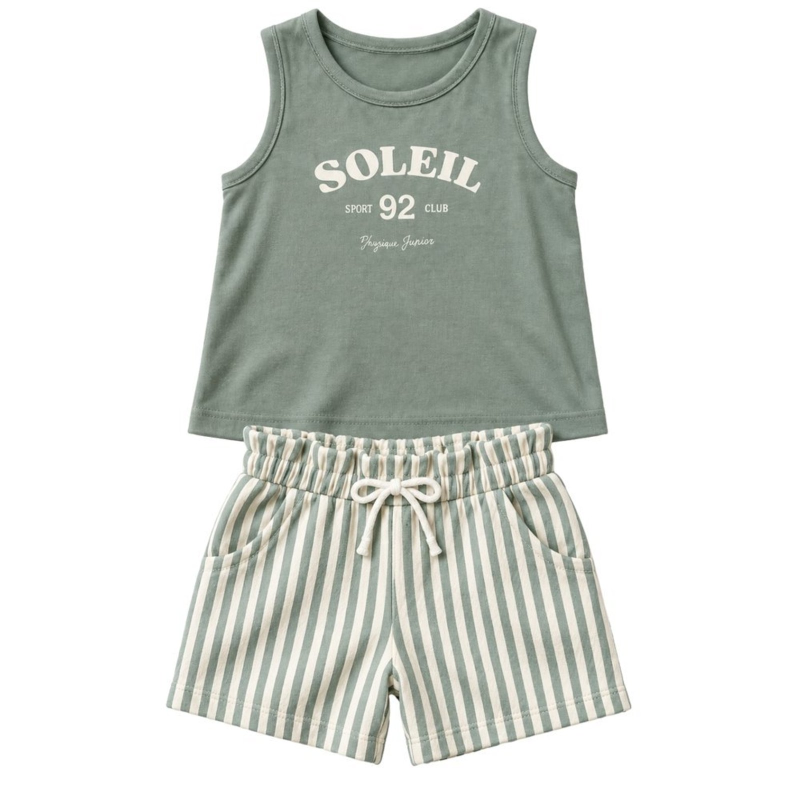 Infantil - Conjunto Menina Regata Meia Malha Bermuda Moletinho Eco