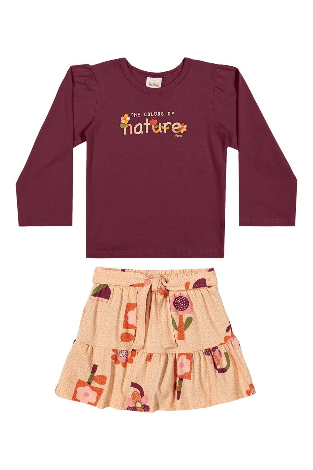 Infantil - Conjunto Menina Glitter Nature Elian Bordô