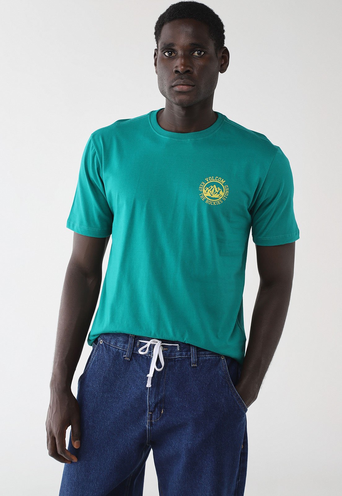 Camiseta Masculina Volcom Keep Rockies Stoned Verde