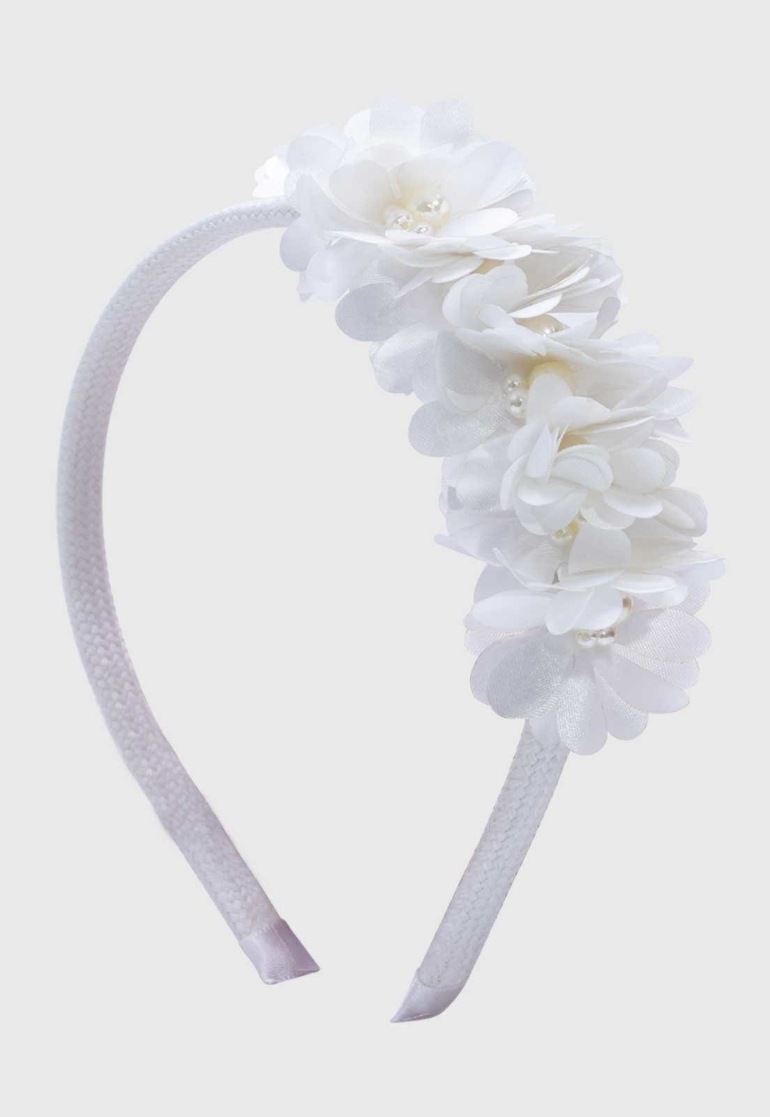 Vista 3 Infantil - Tiara Popidi Menina Flor branco/preto Pópidí branco/preto