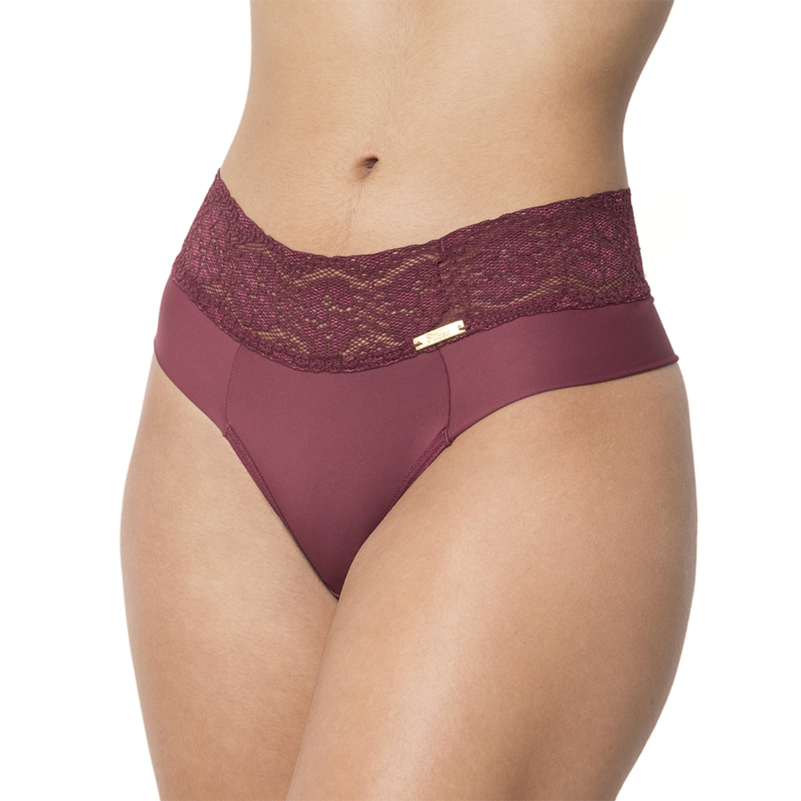 Vista 3 Kit 3 Calcinhas Gabi Lingerie Poliamida Microfibra Moda Íntima Feminina Fio Duplo Toda Rendada Cós Alto Modelagem Perfeita Confortável multicolorido Gabi Lingerie multicolorido