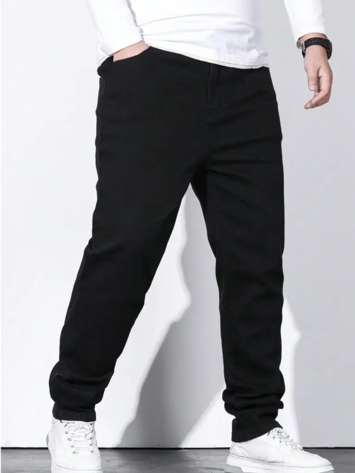 Calça Sarja Masculina Alpha Street Wear Confortável para o Dia a Dia Preta