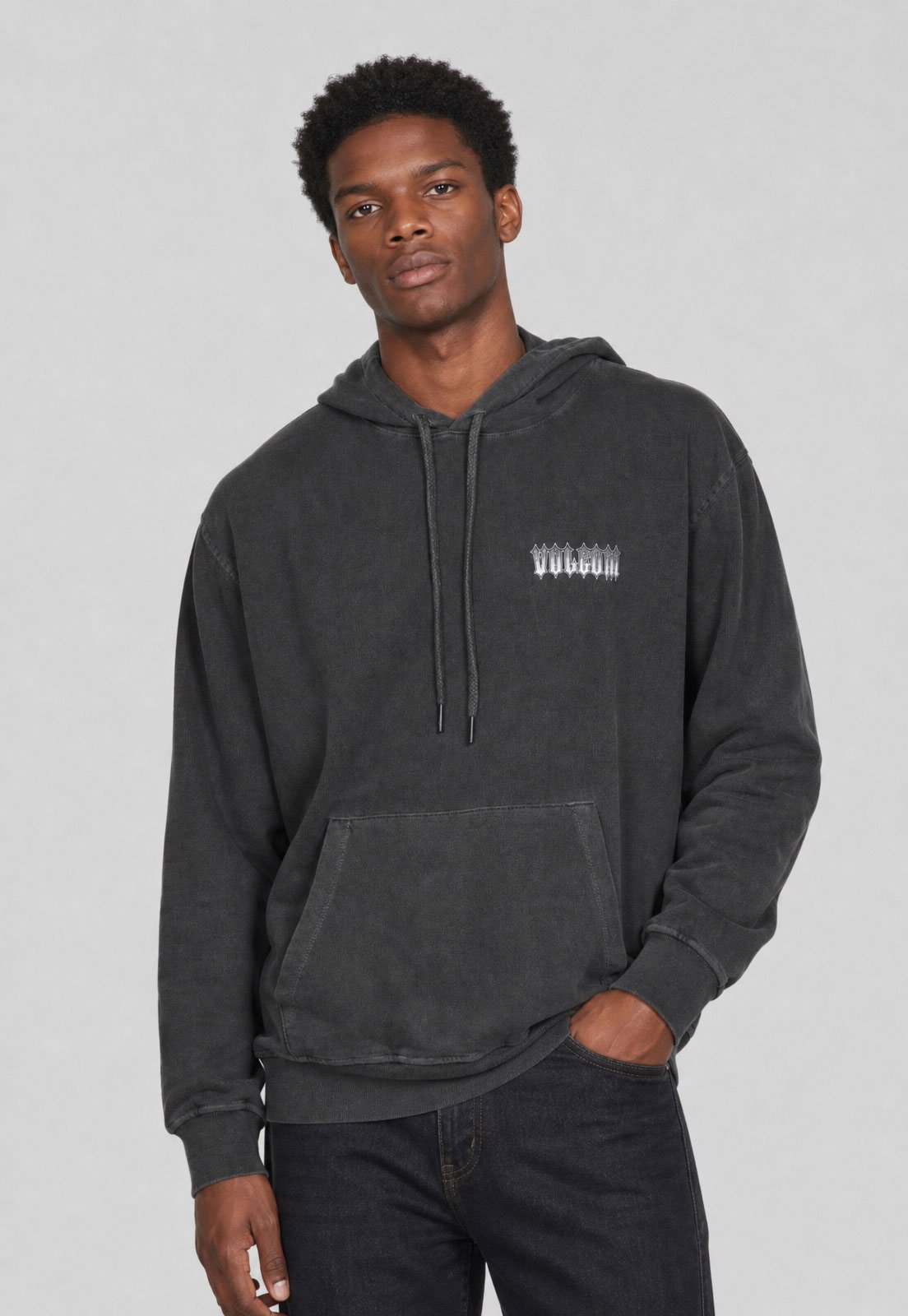 Blusa de Moletom Fehcada Masculina Volcom Noder Grafite