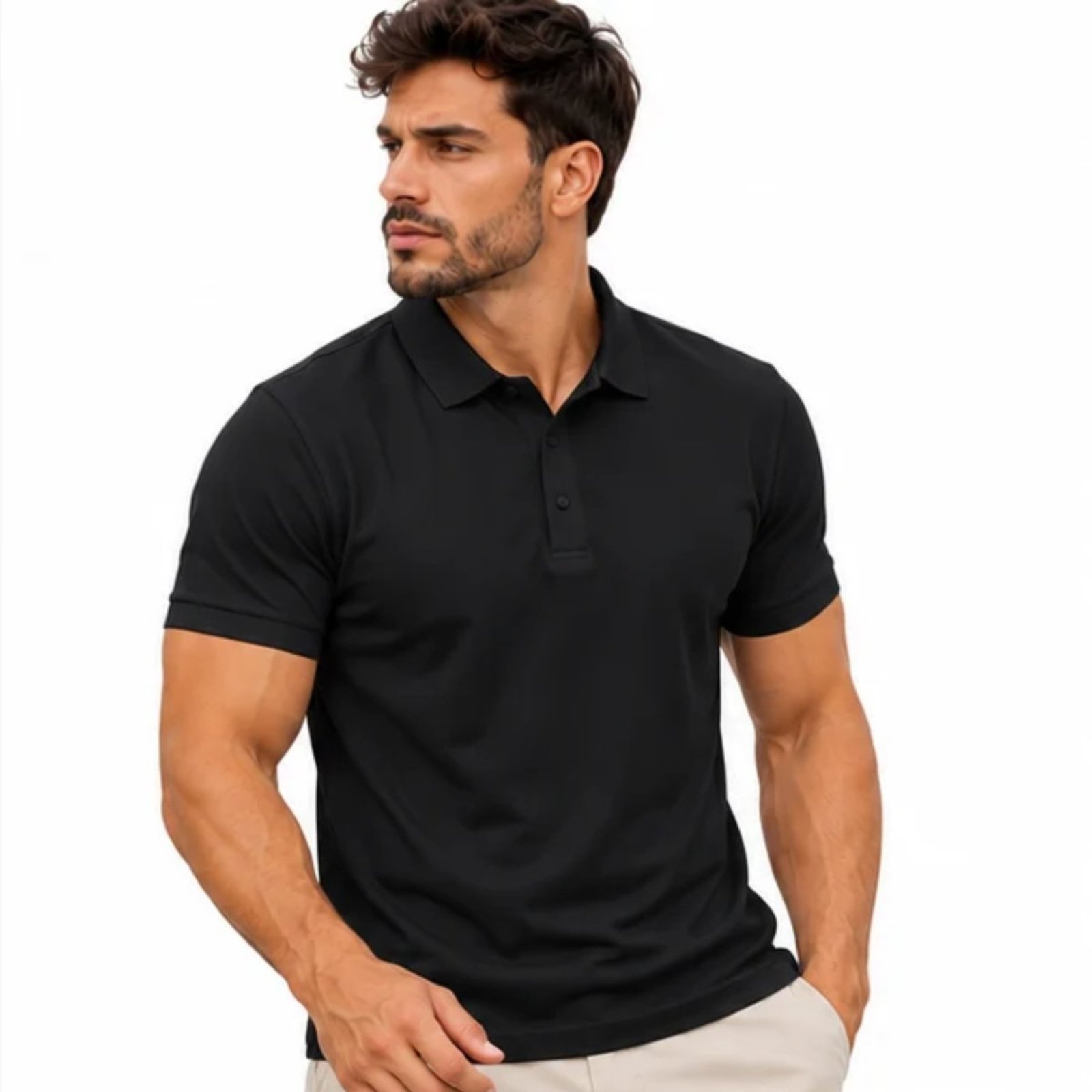 Polo Masculina Poliamida Casual Esportiva Confortável Premium Preto