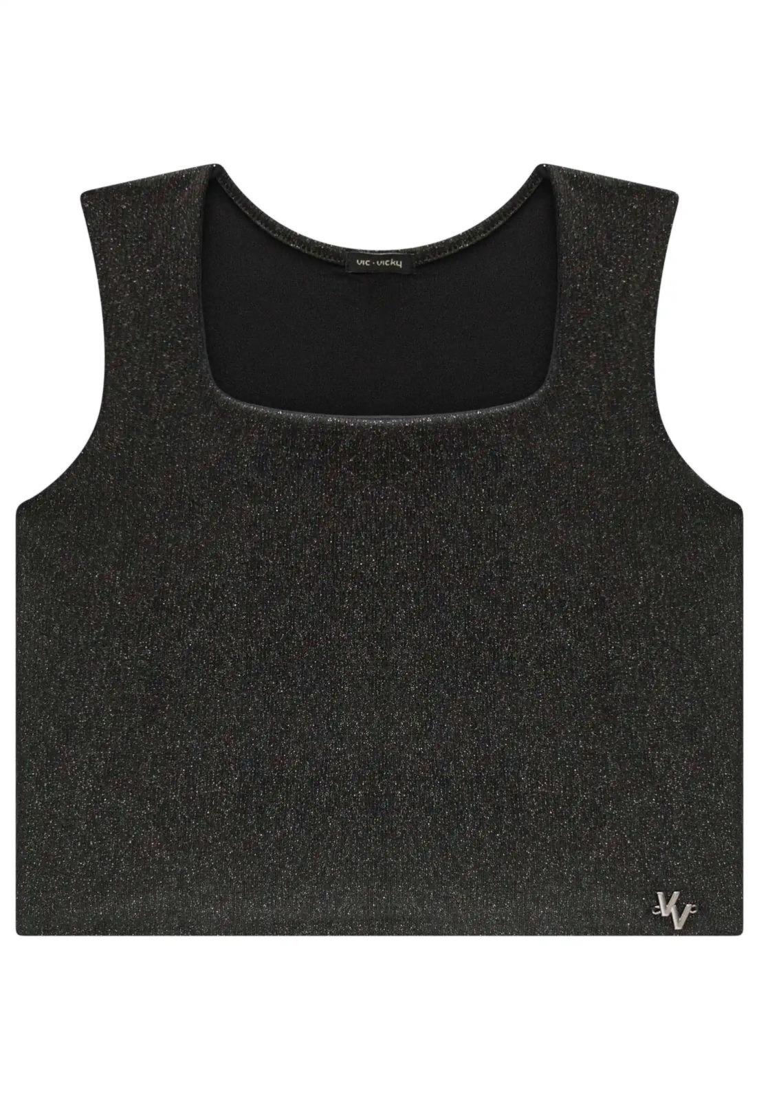 Cropped Juvenil Preto Menina Vic Vicky 12 Preto