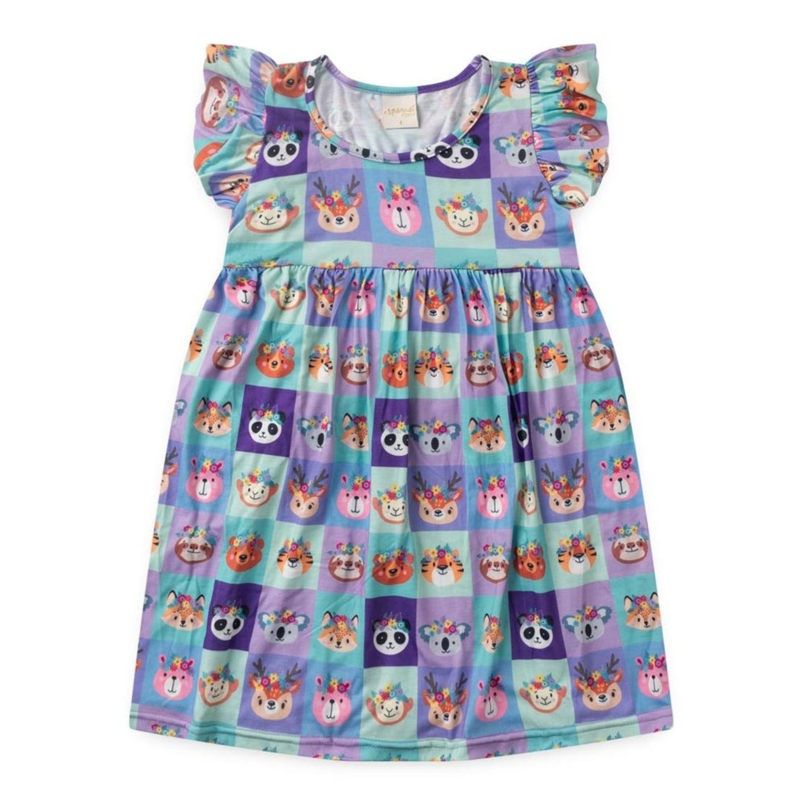 Vista 3 Infantil - Vestido Verão Menina Animaizinhos Molekada rosa Molekada rosa