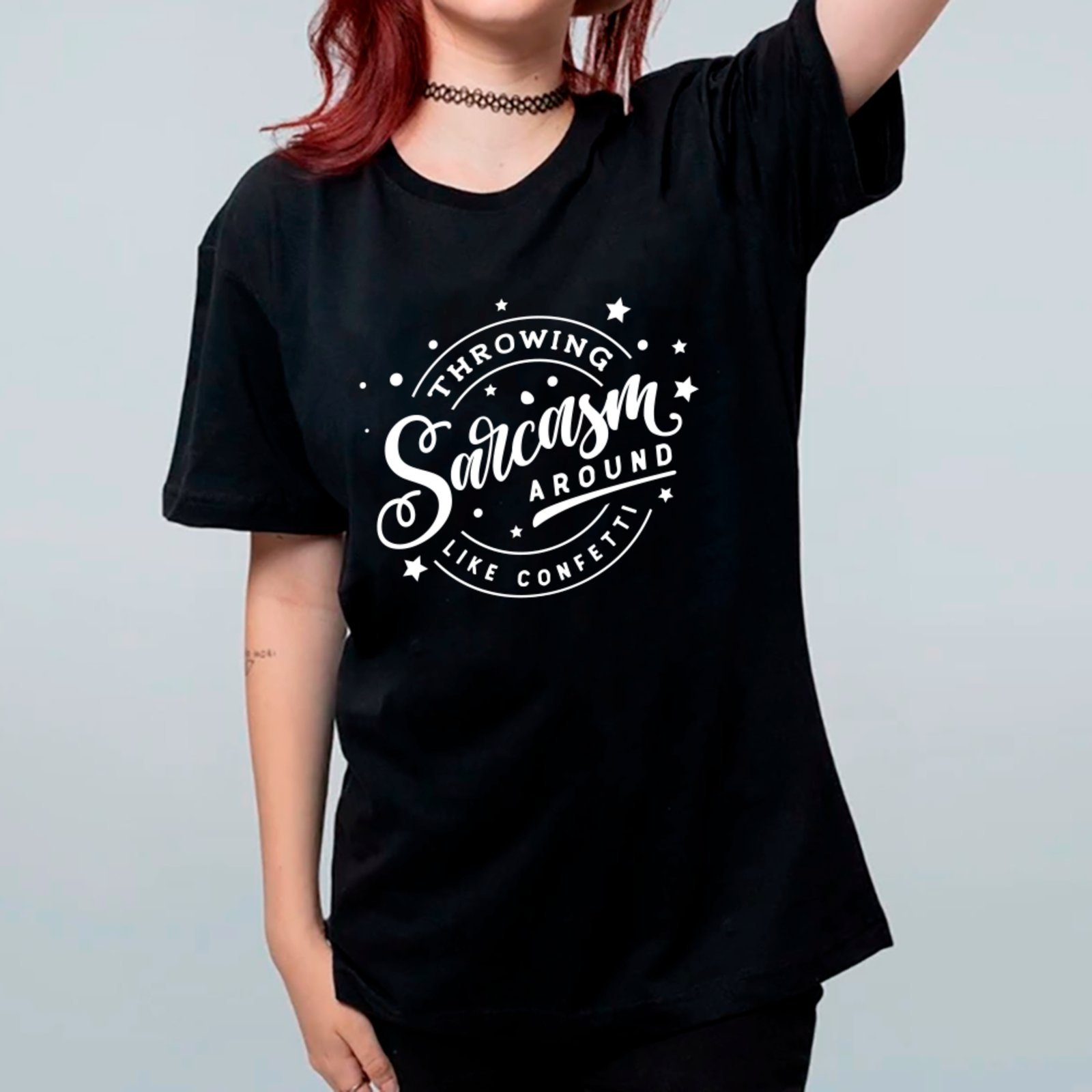 Vista 2 Camiseta Ousy Oversized Sarcasmo Espalhado Sem Freio Unissex branco ousy branco