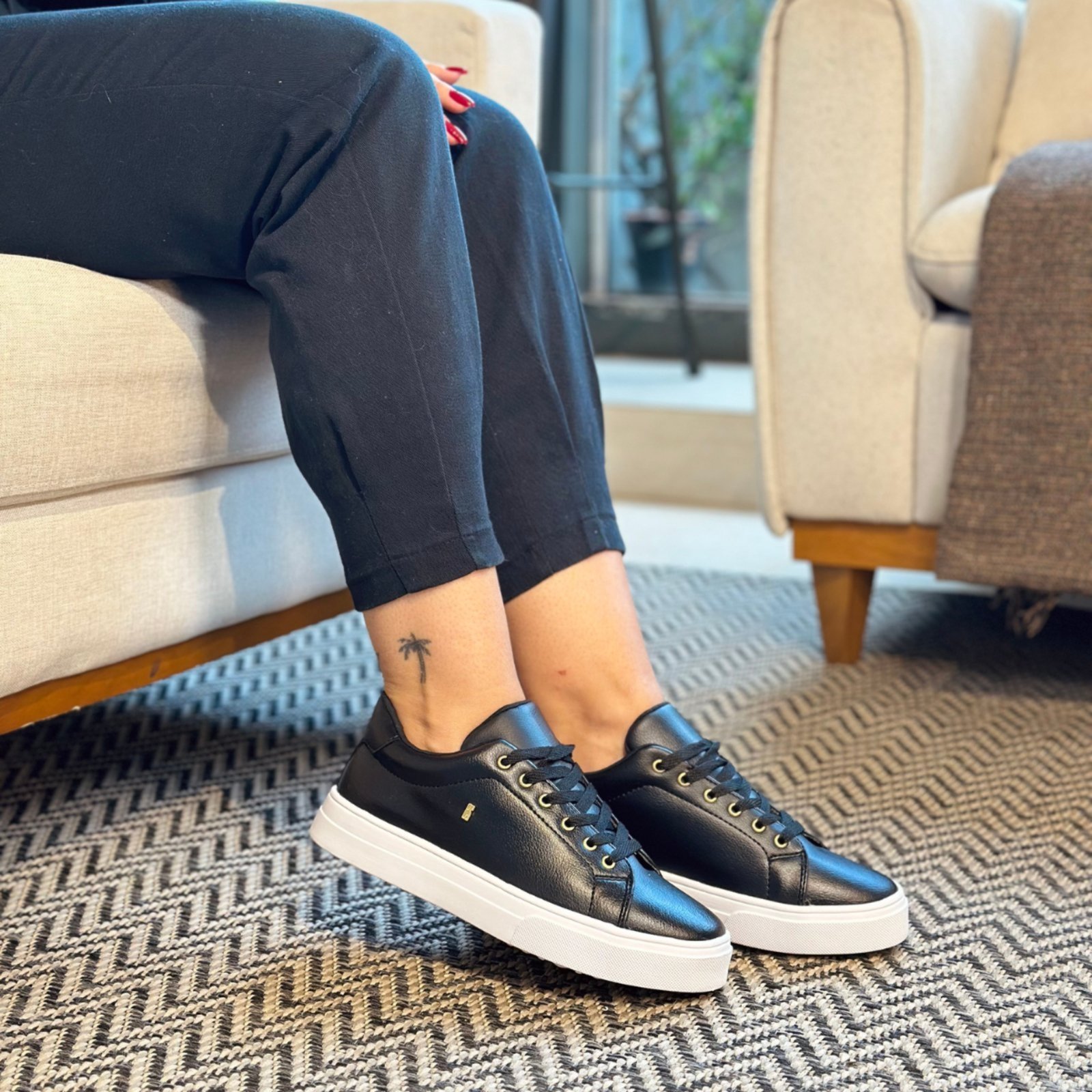 Vista 3 Tenis Feminino Casual Sapatenis Conforto Estilo Shoes preto Estilo Shoes preto