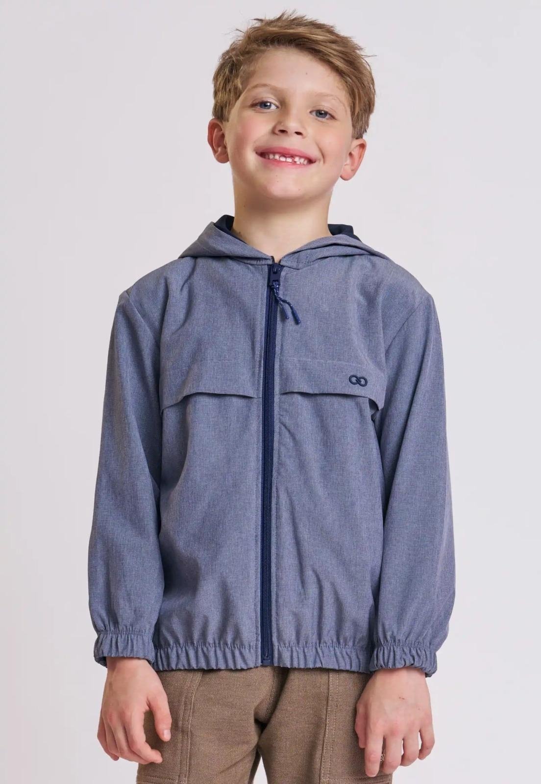 Infantil - Jaqueta Corta Vento Jeans com Capuz Menino LucBoo 10 Azul