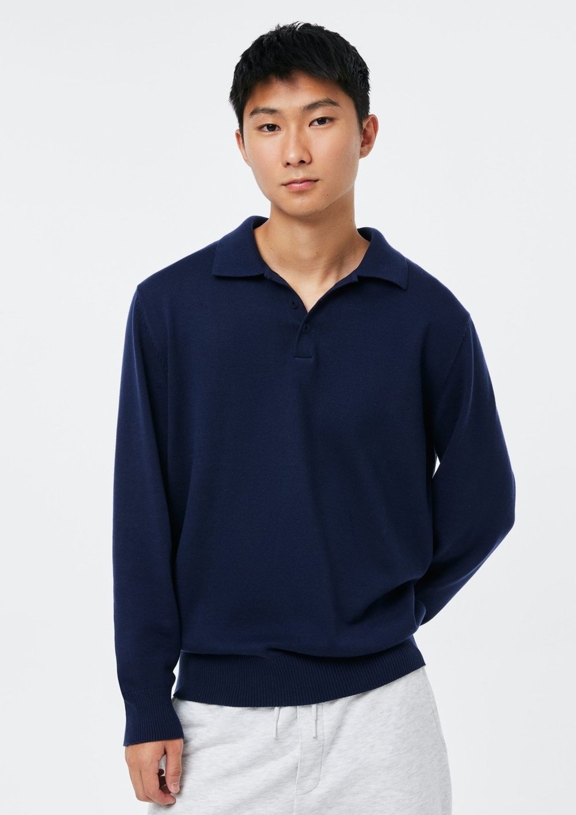Polo Masculina Em Tricô Fio Tinto Hering