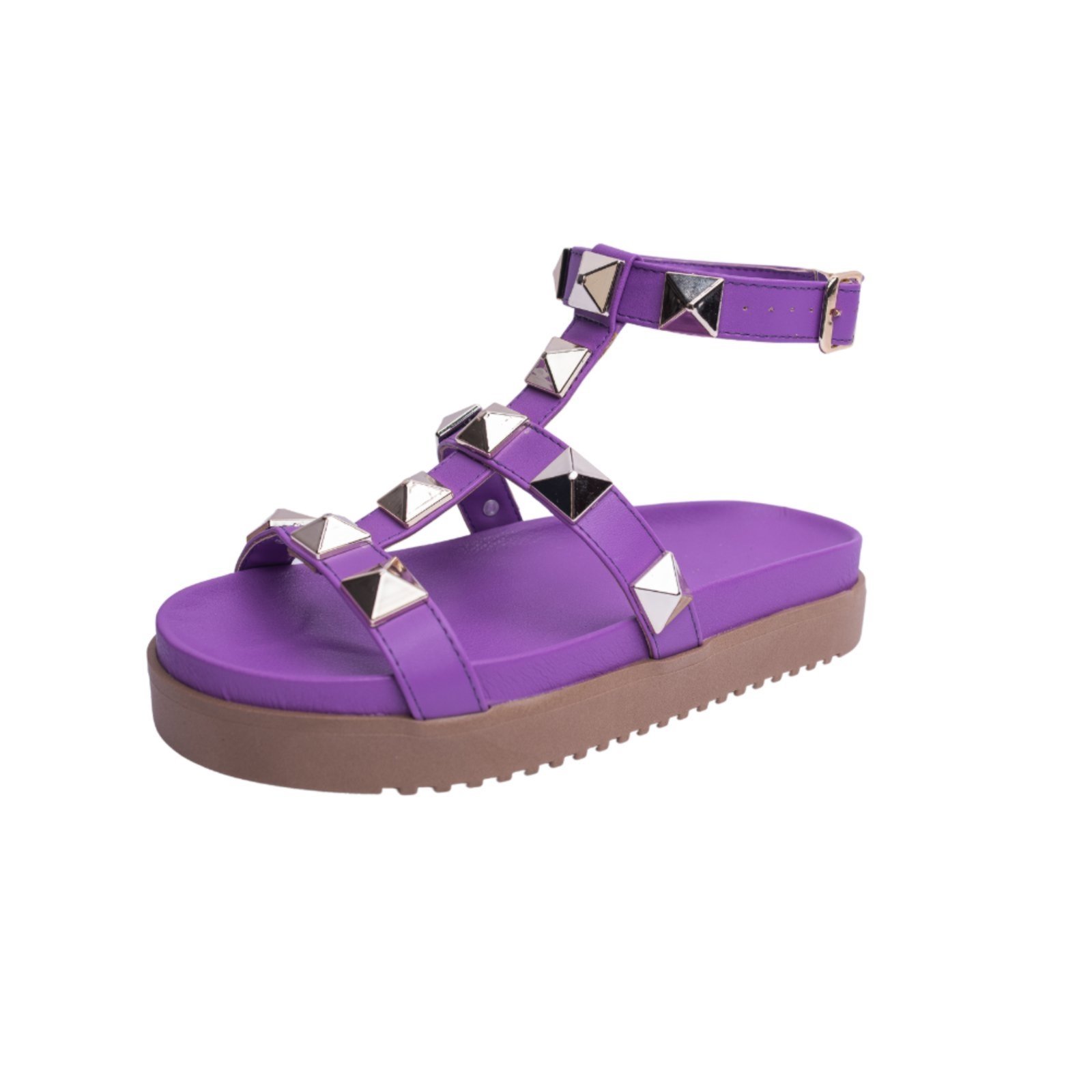 Papete Rasteira Sandalia Roxo Piramide Sola Alta Kuento Shoes