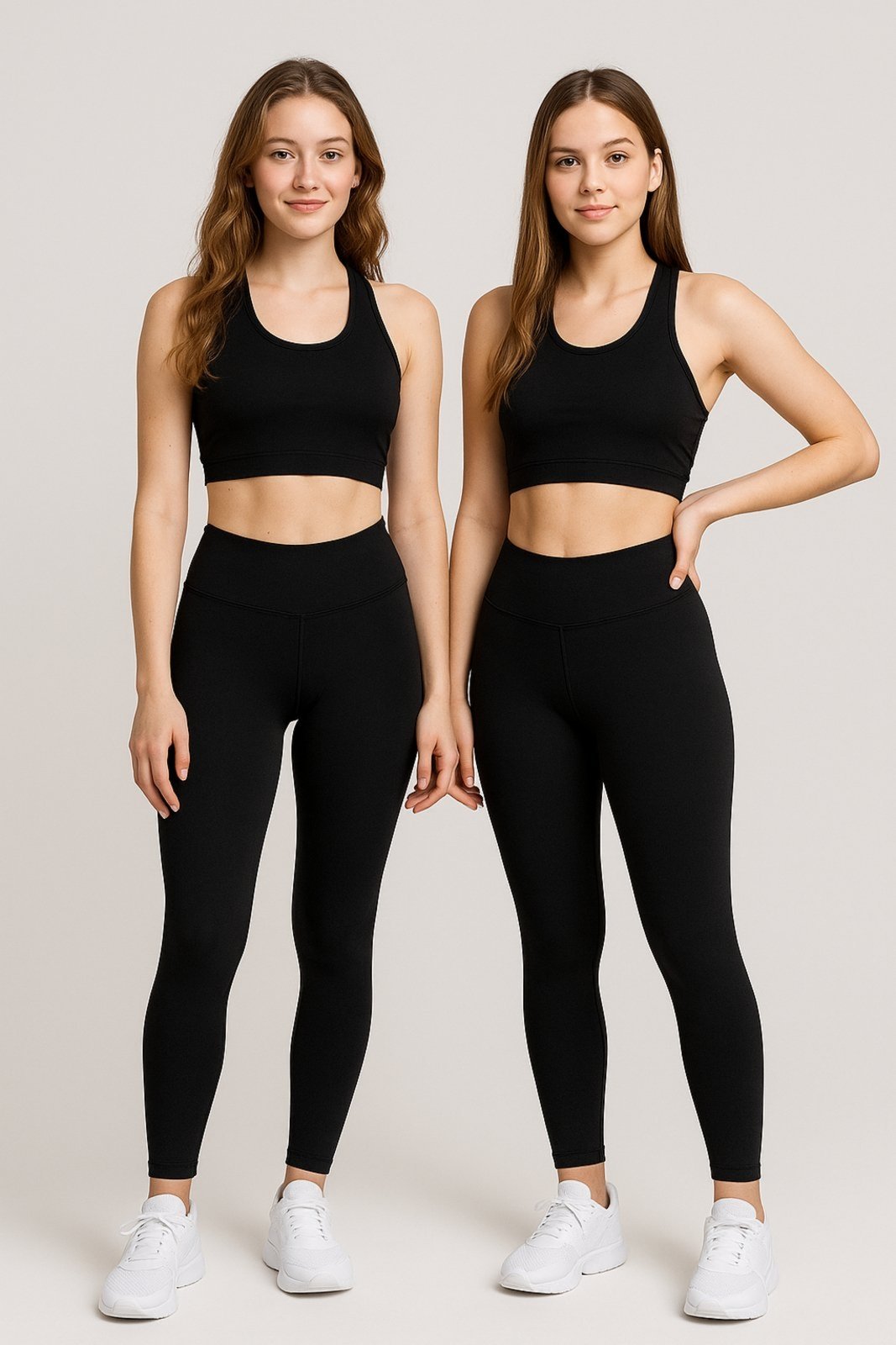 Kit Com 2 Calças Leggings + Top Nadador D Bell Outlet Fashion Esportivo Preto