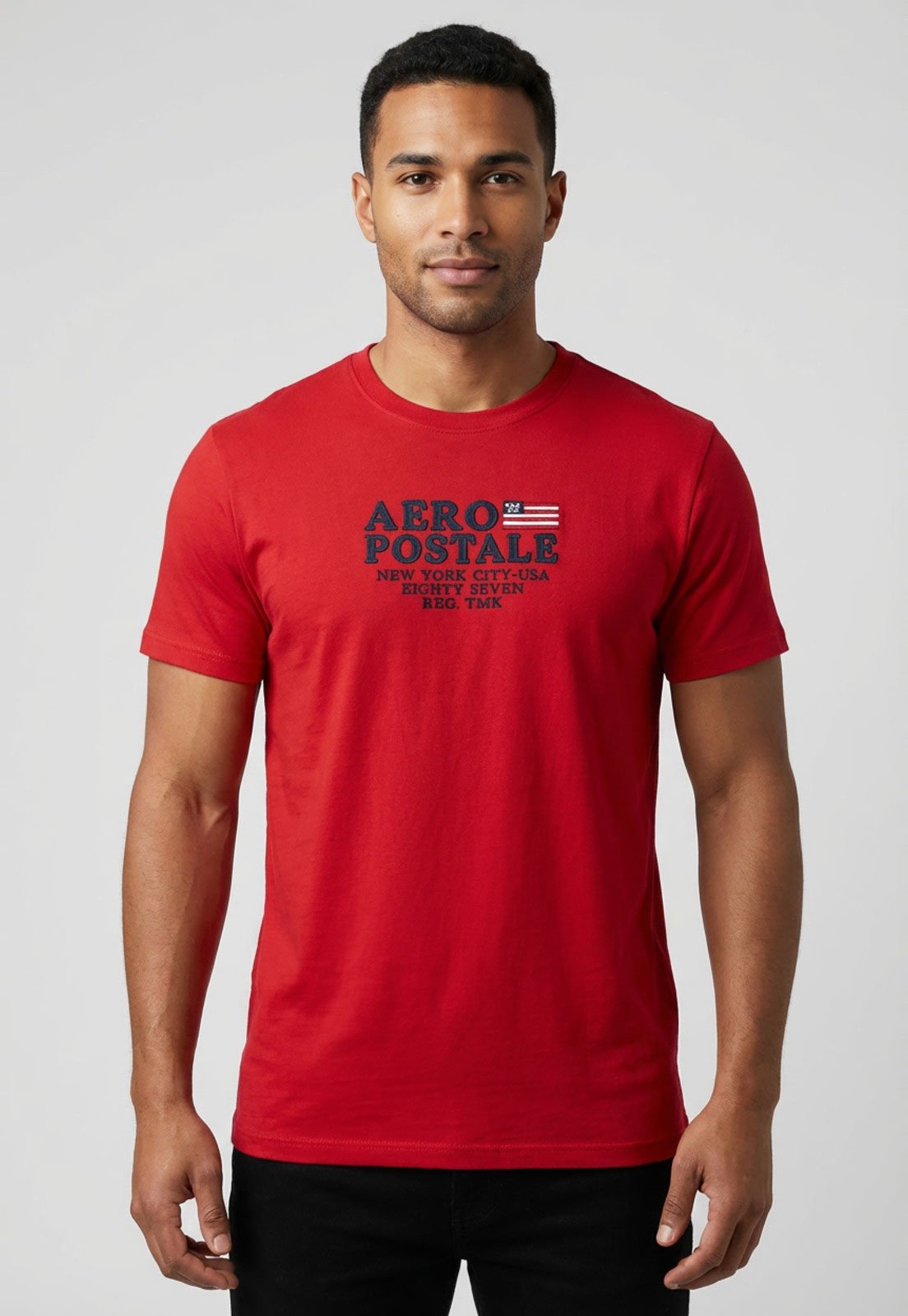 Camiseta Masculina Aeropostale Logo Bordado Vermelha