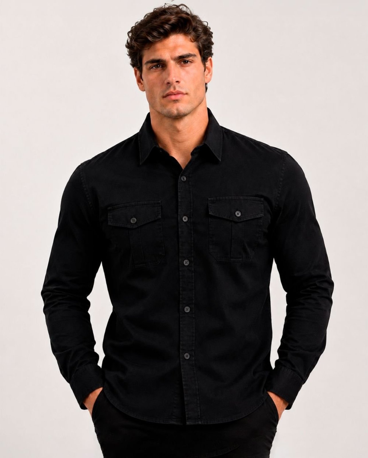 Camisa Masculina Manga Longa 80095 Preto 206oz