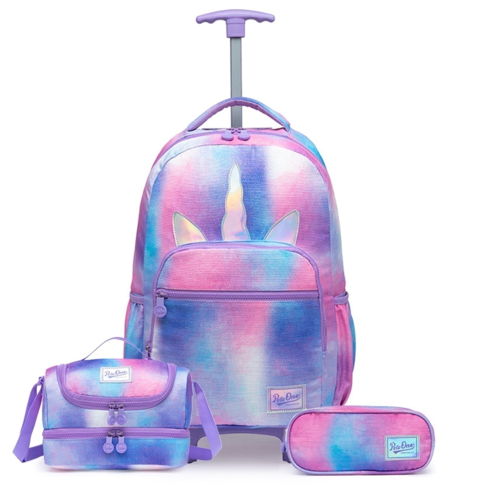 Infantil – Kit Mochila De Rodinha Polo One Unicórnio Lancheira Estojo Escolar
