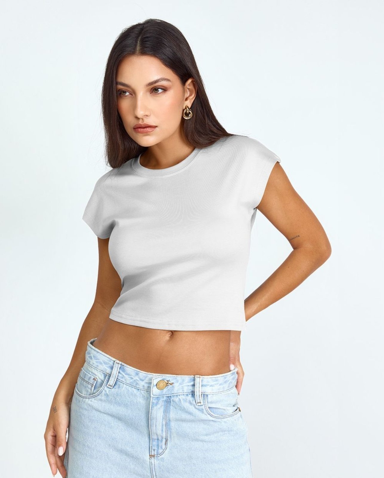 Blusa Cropped Feminina Premium 90303 Branco Consciência