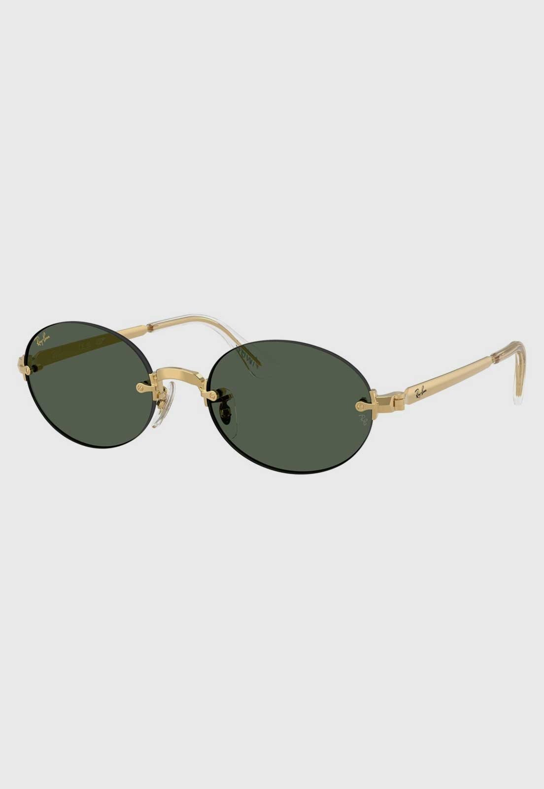 Óculos de Sol Ray-Ban Armação Oval Metal Dourado Lente Verde