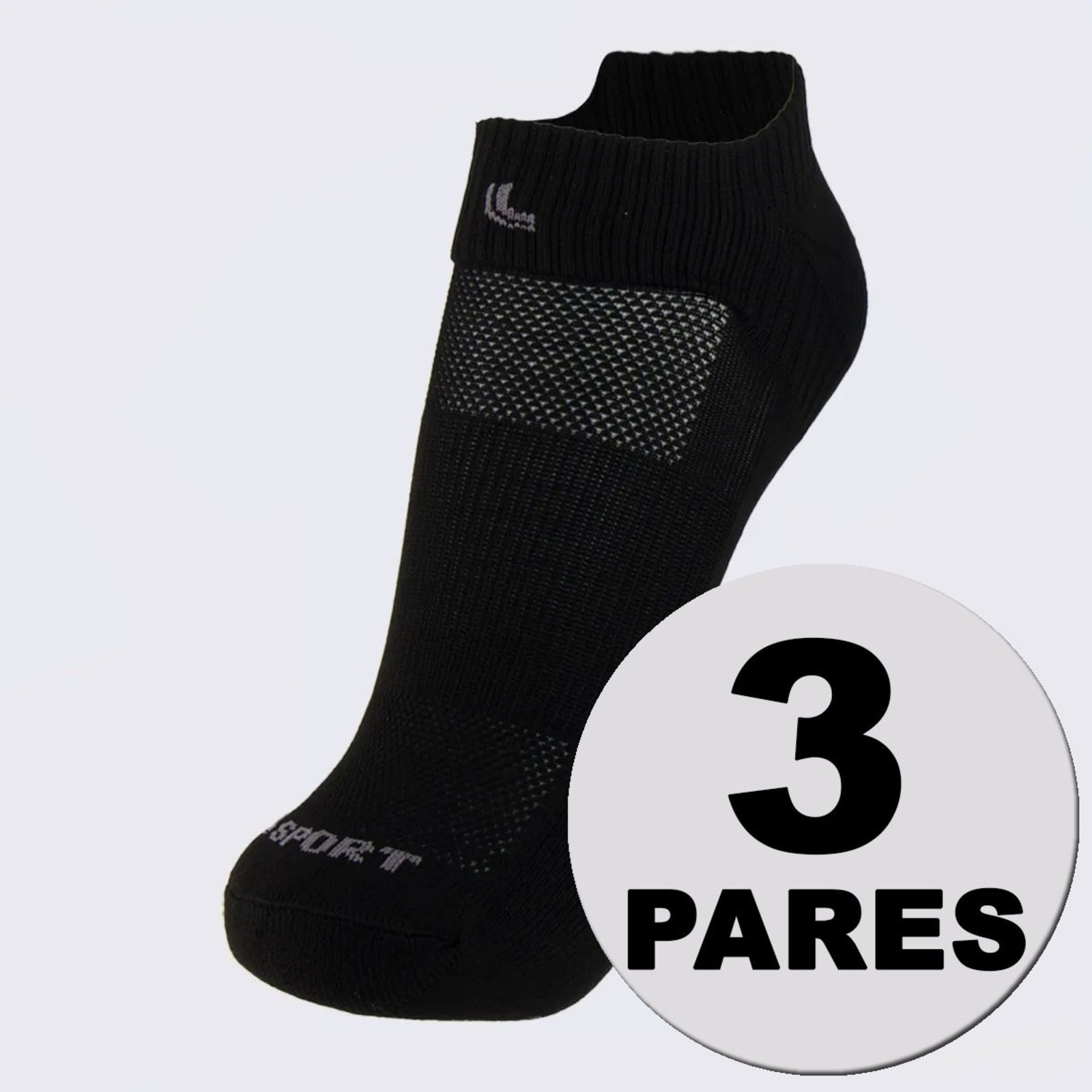Kit Meia Lupo Cano Baixo Dry Fit Running 3 pares Preta