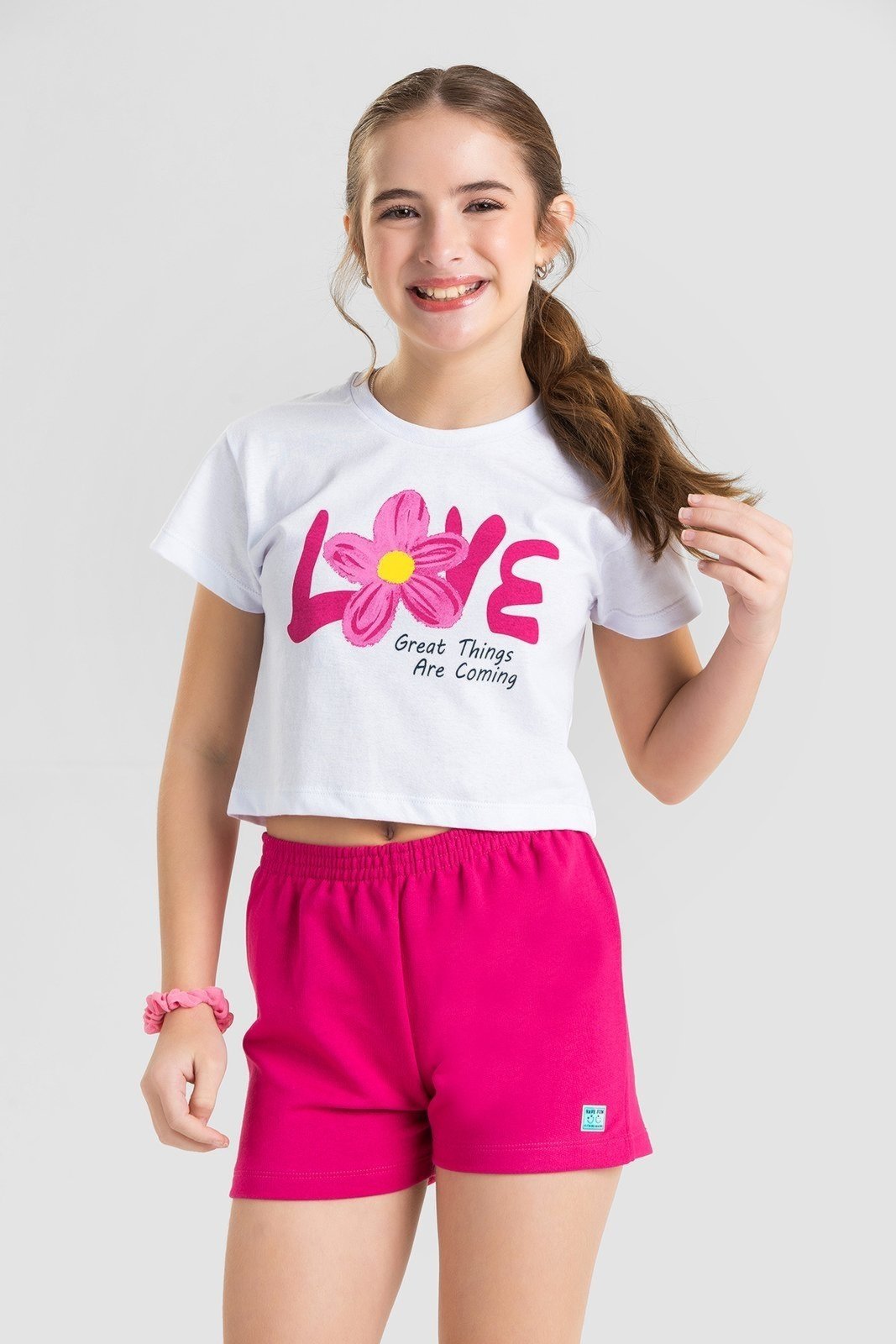 Infantil - Conjunto Juvenil Verão Feminino Love Flower