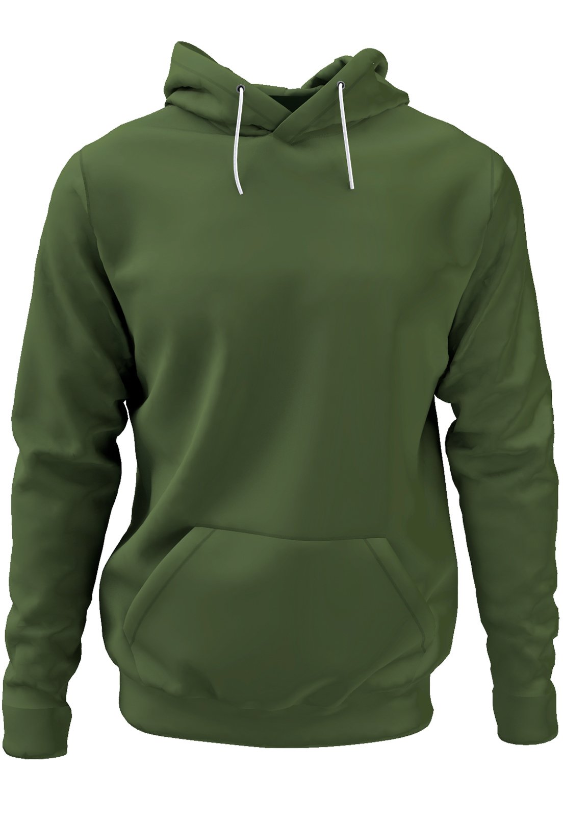 Blusa De Frio Moletom Liso Canguru Com Capuz Felpado Verde Militar