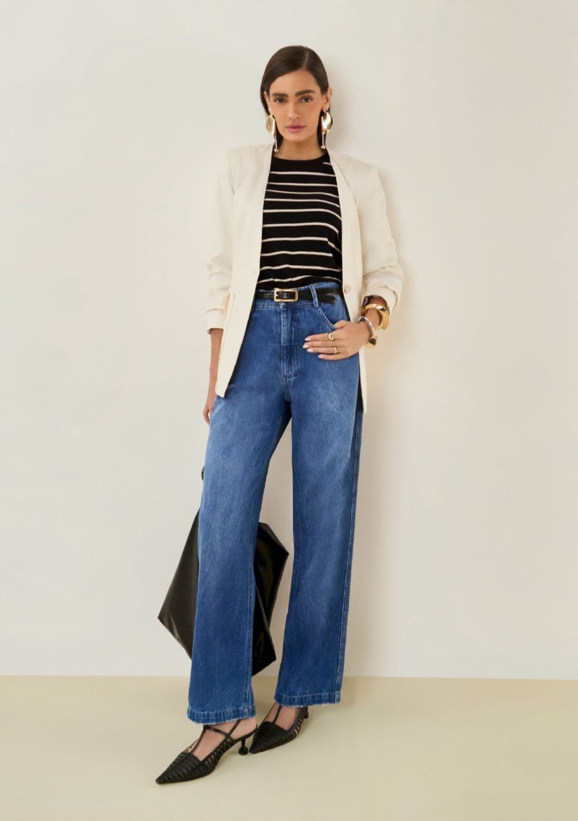 Calça Maria Valentina Wide Alta Azul