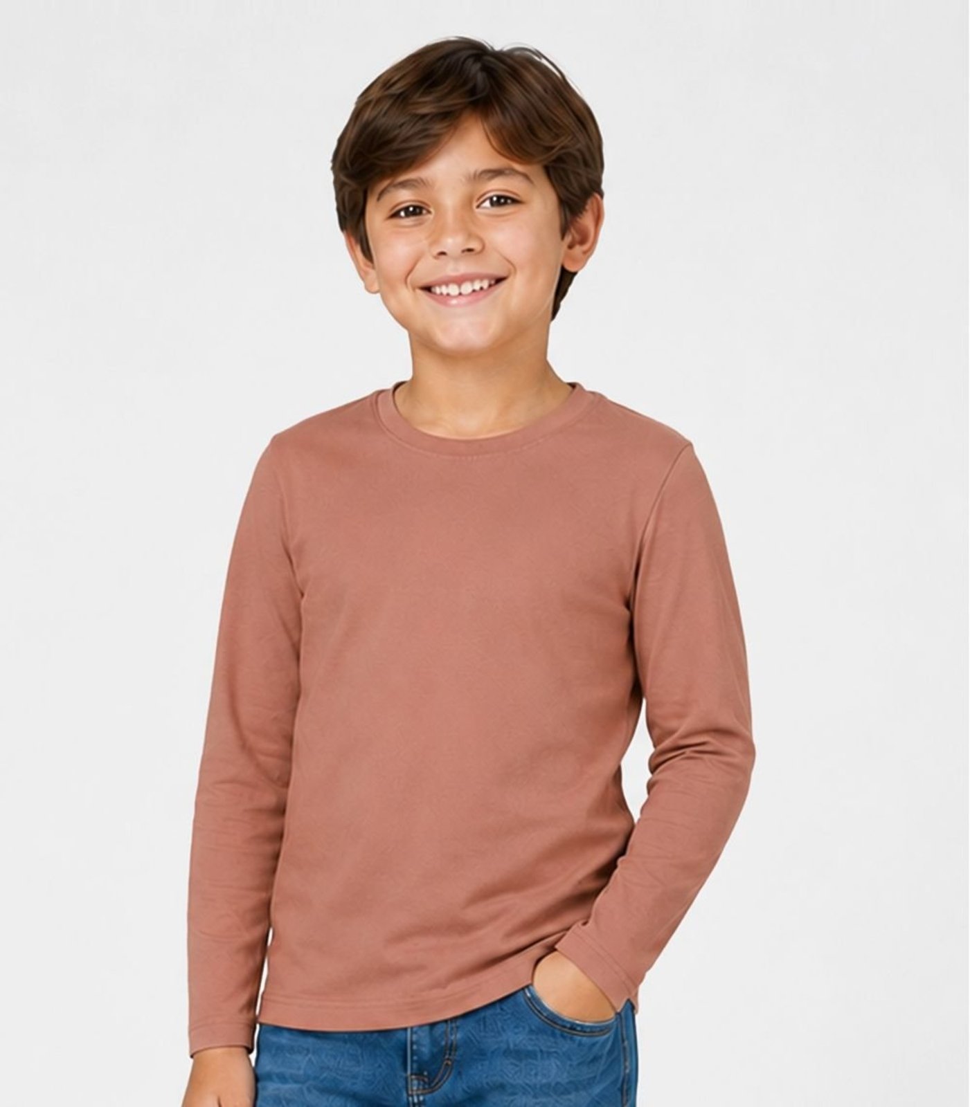 Camiseta Manga Longa Masculina Select Marrom