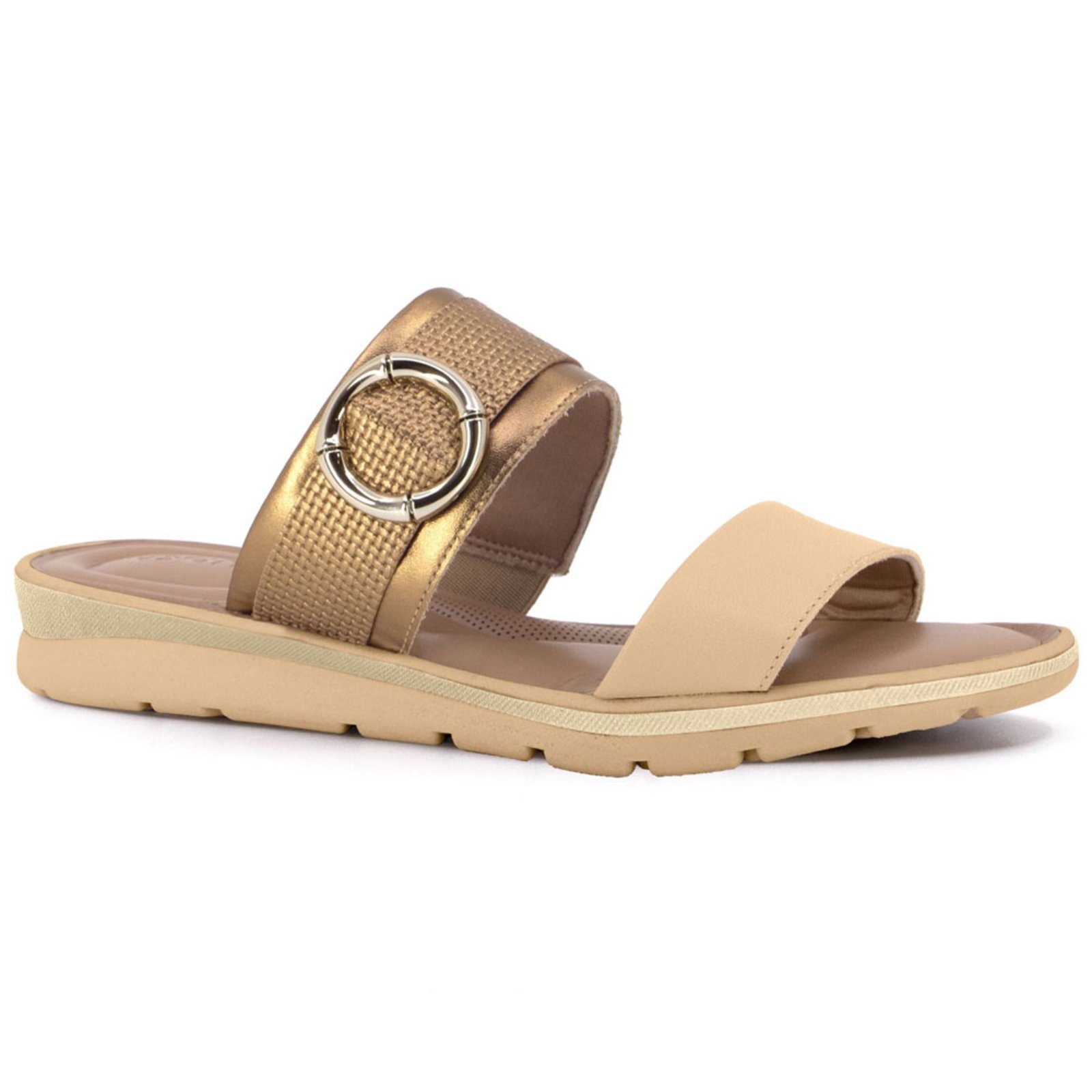 Tamanco Feminino Couro Blush Ouro Usaflex MA0302