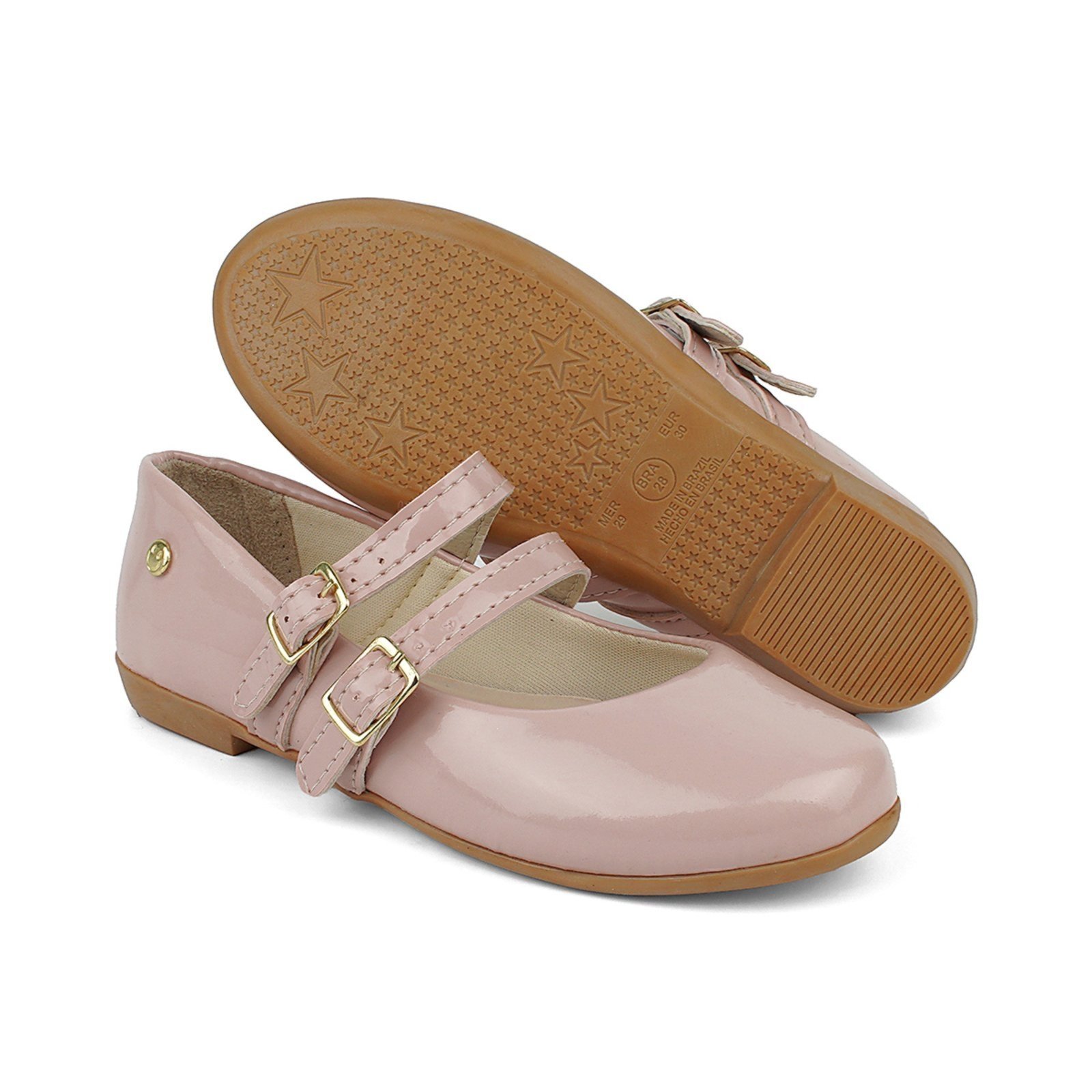Infantil – Sapatilha Rosa Nude Feminina Menina Duas Fivelas Elegante Lulopé