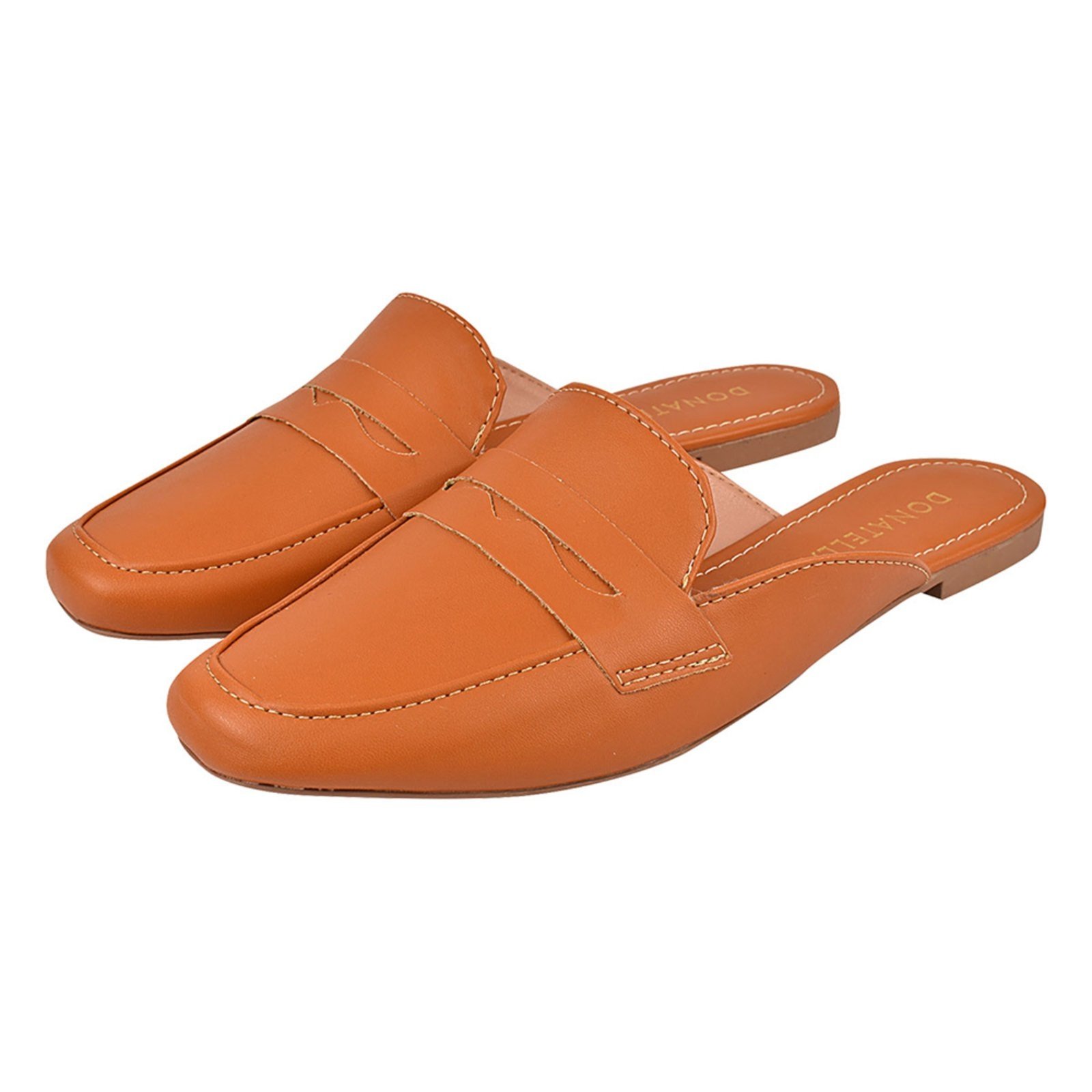 Sapato Mule Feminino Donatella Shoes Clássico Oxford Bico Quadrado Carvalho