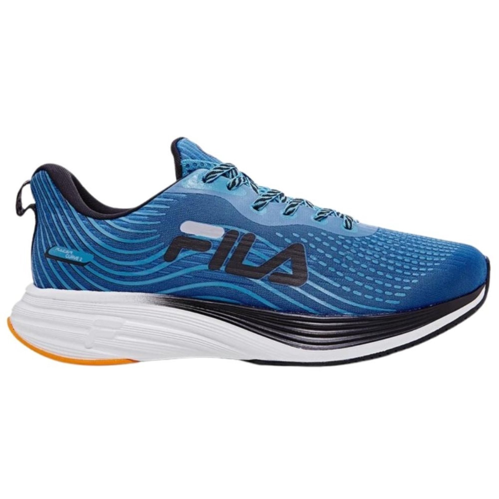 Vista 2 Tênis Fila Racer Curve 2 Masculino Celeste/preto/laranja azul Fila azul