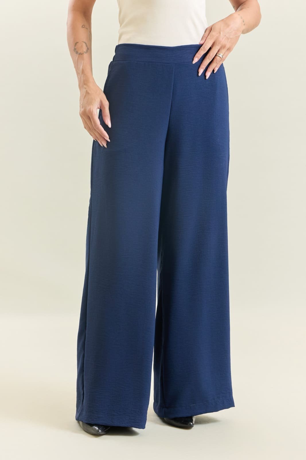 Calça Pantalona Feminina Cintura Alta Lemier Collection