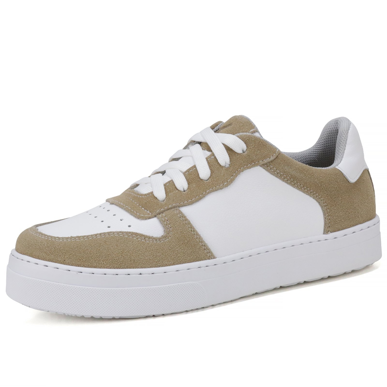 Tênis Casual Mr Gutt Couro Branco e Bege