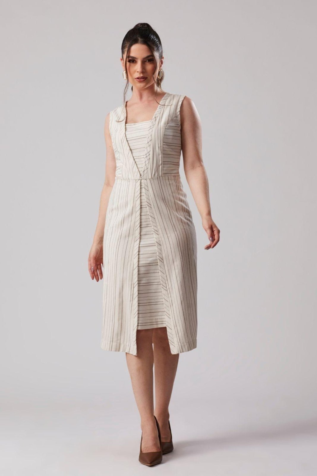 Vestido Midi Acinturado Cotton Serena