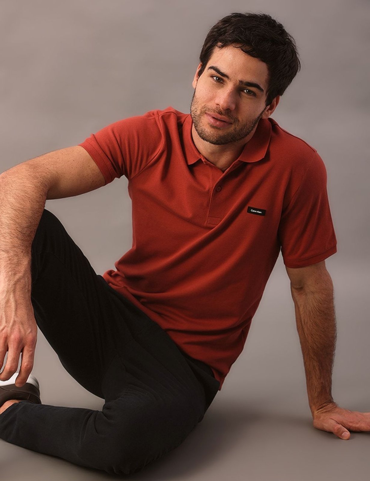 Polo Masculina Slim Piquet Calvin Klein - Vermelho Escuro CKS Premium Label