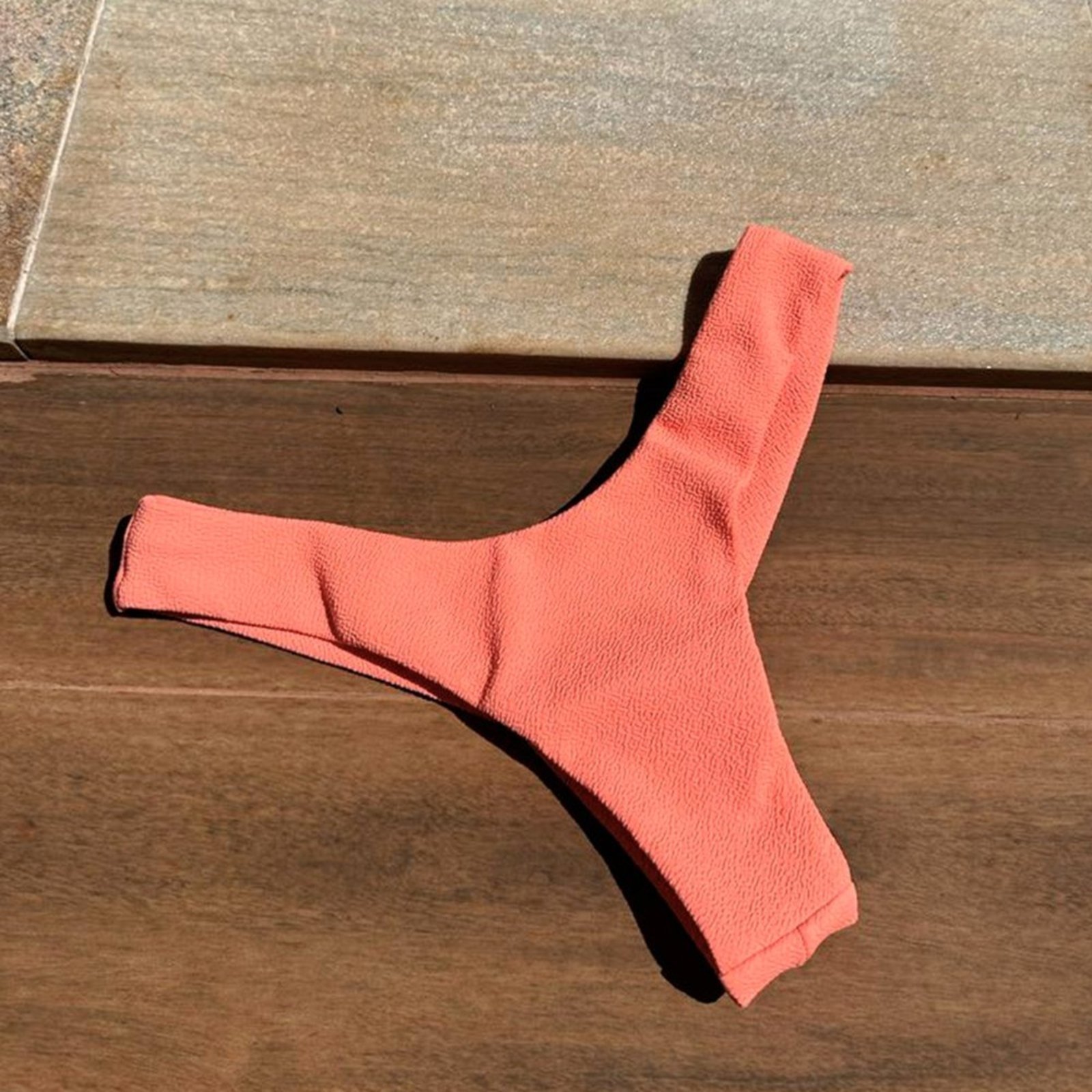 Calcinha Biquíni Avulsa Asa Delta Fio Duplo Textura Texas Laranja Pêssego Trituê