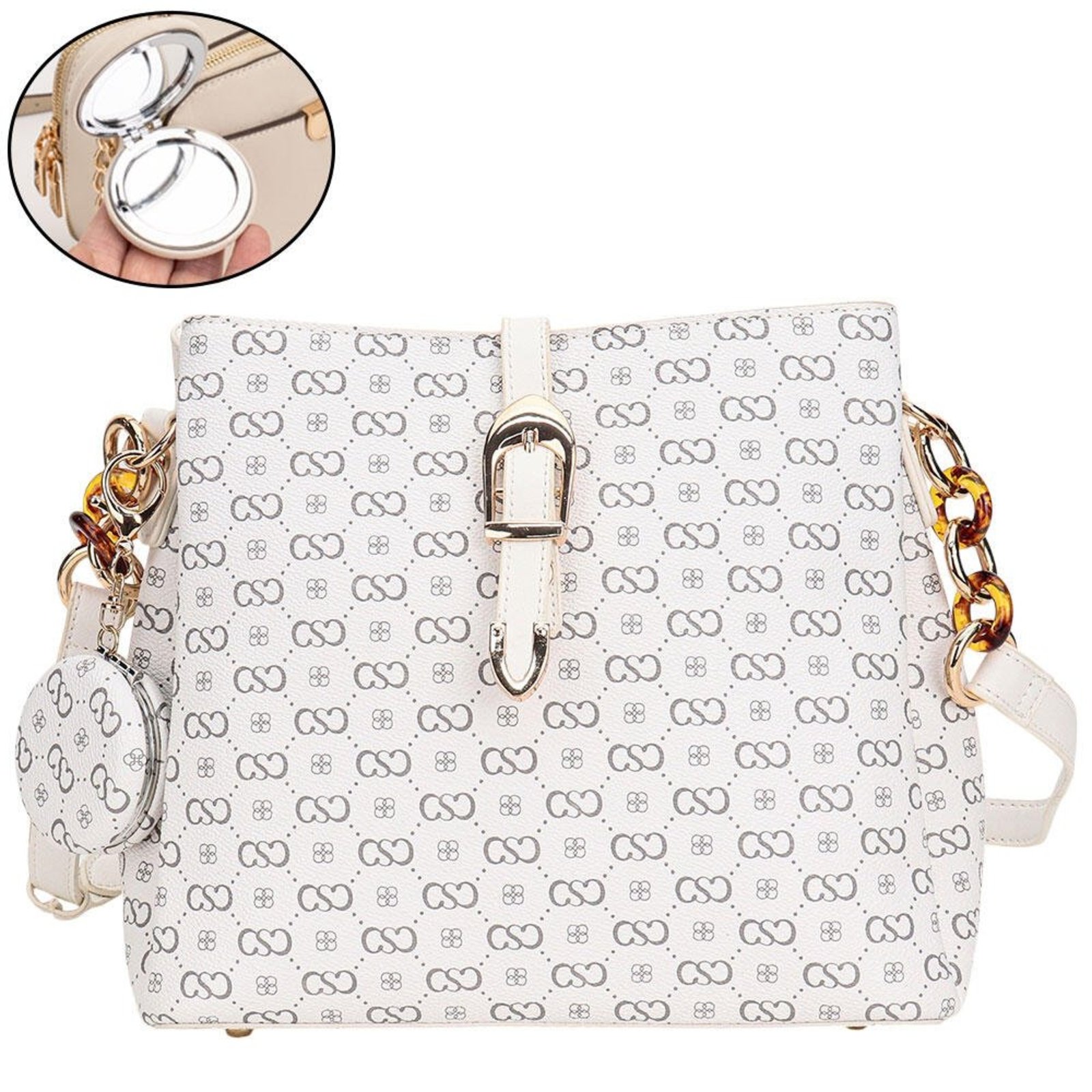 Bolsa Feminina Transversal Chenson Cg85082 1825082 Branco