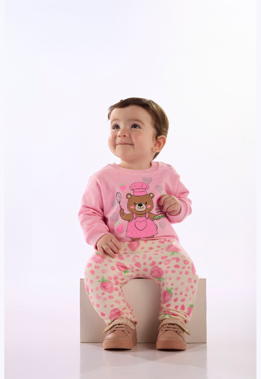 Infantil - Conjunto Molecotton Calça Peluciada Up Baby Rosa