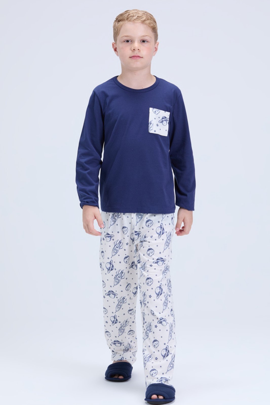 Pijama Masculino Inverno Bolsinho Estampado