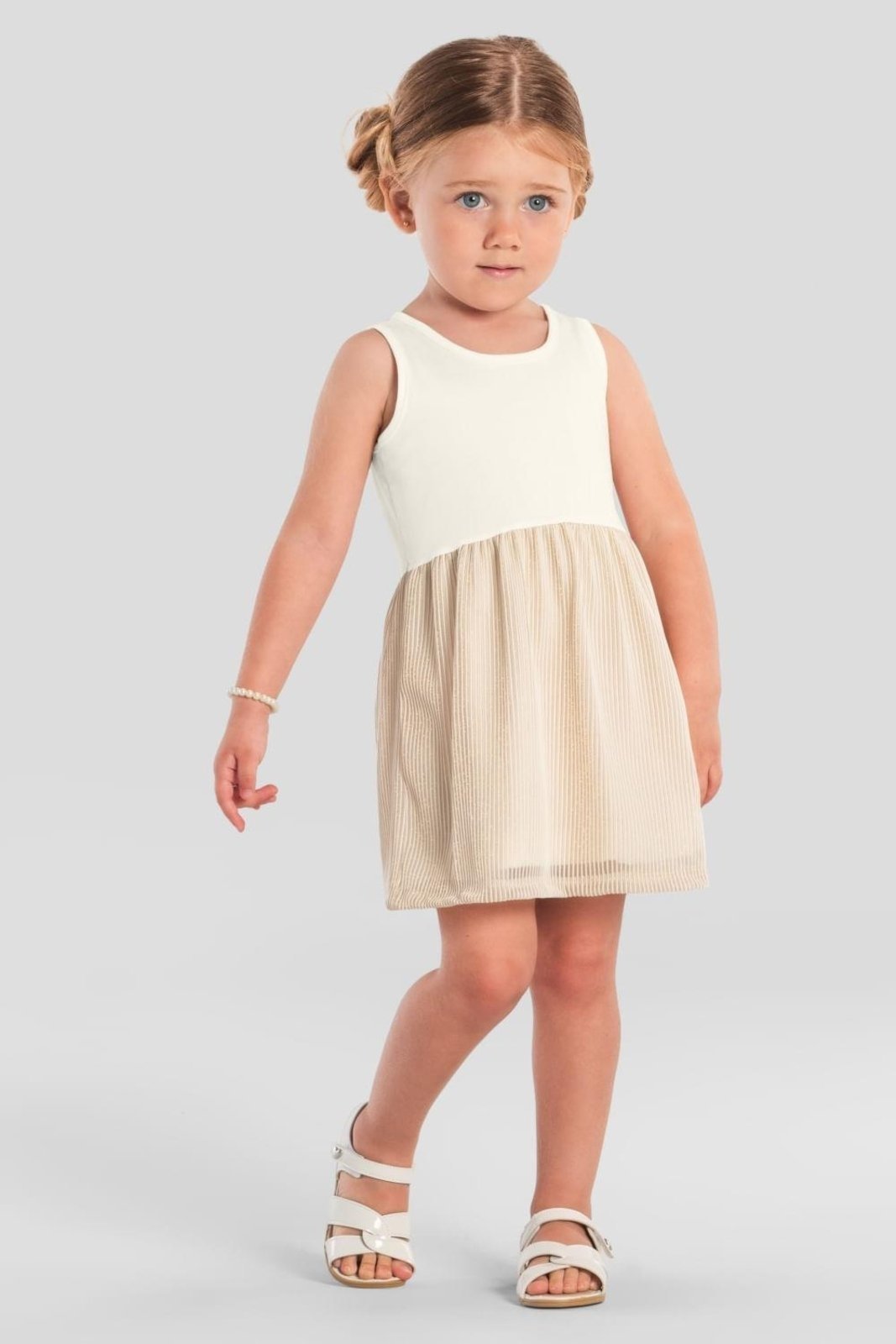 Vista 2 Infantil - Vestido menina com tule Brandili -Natural nude natural Brandili nude natural