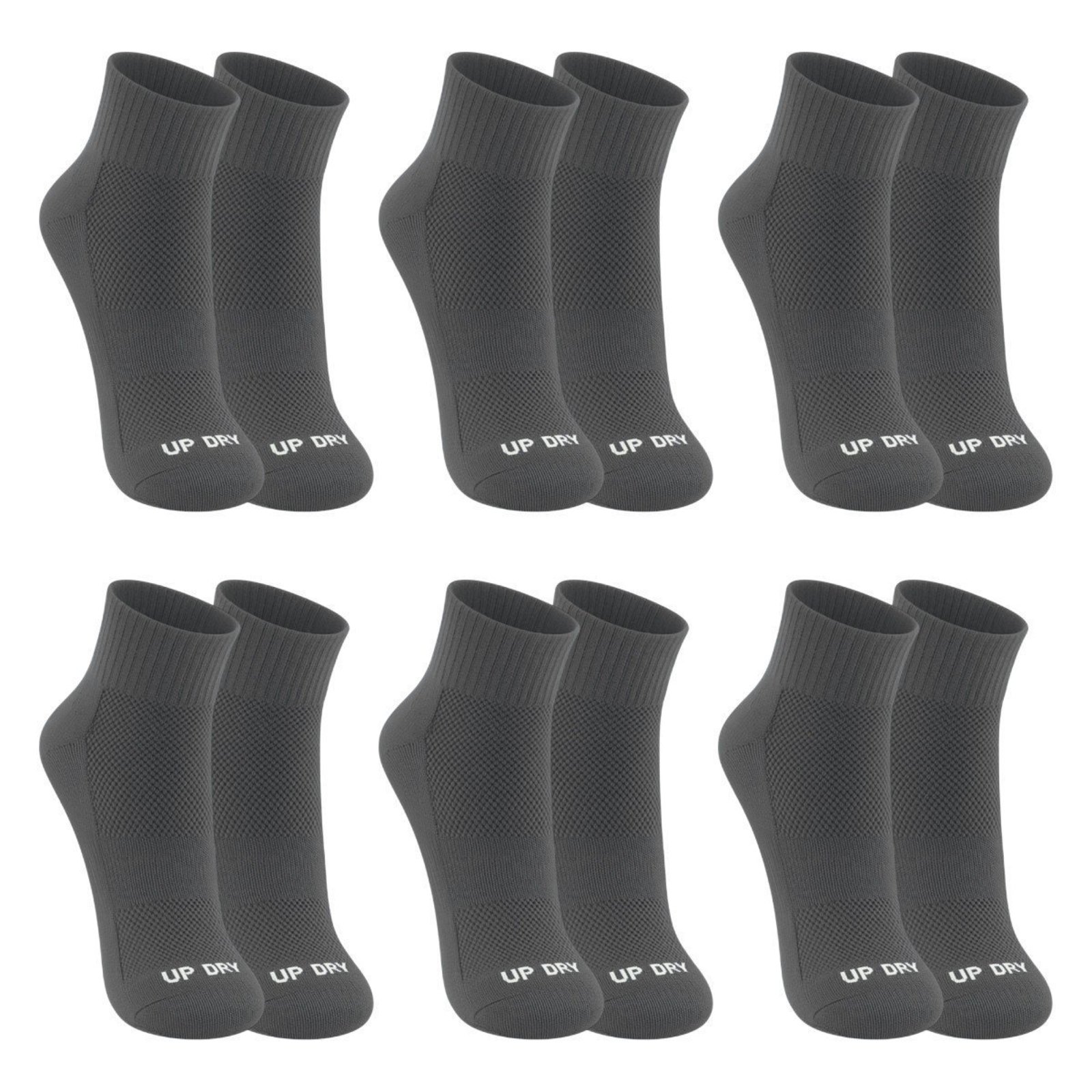 Kit 6 Pares de Meias QLC Sports Cano Médio Esportiva Chumbo