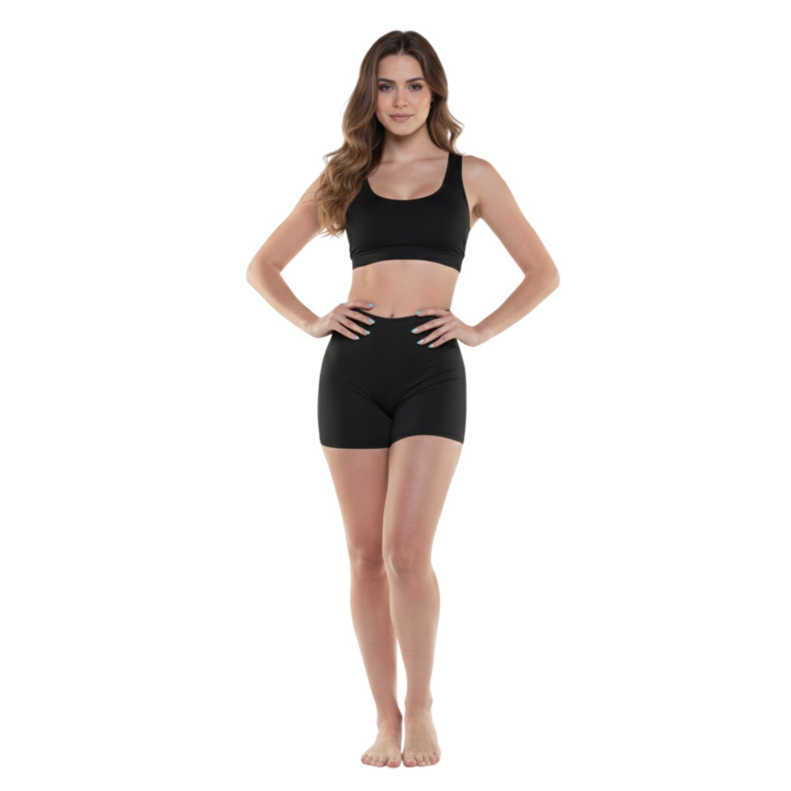 Vista 2 Shorts Bermuda Modeladora Feminina Segunda Pele Anágua QLC SPORT preto QLC SPORT preto