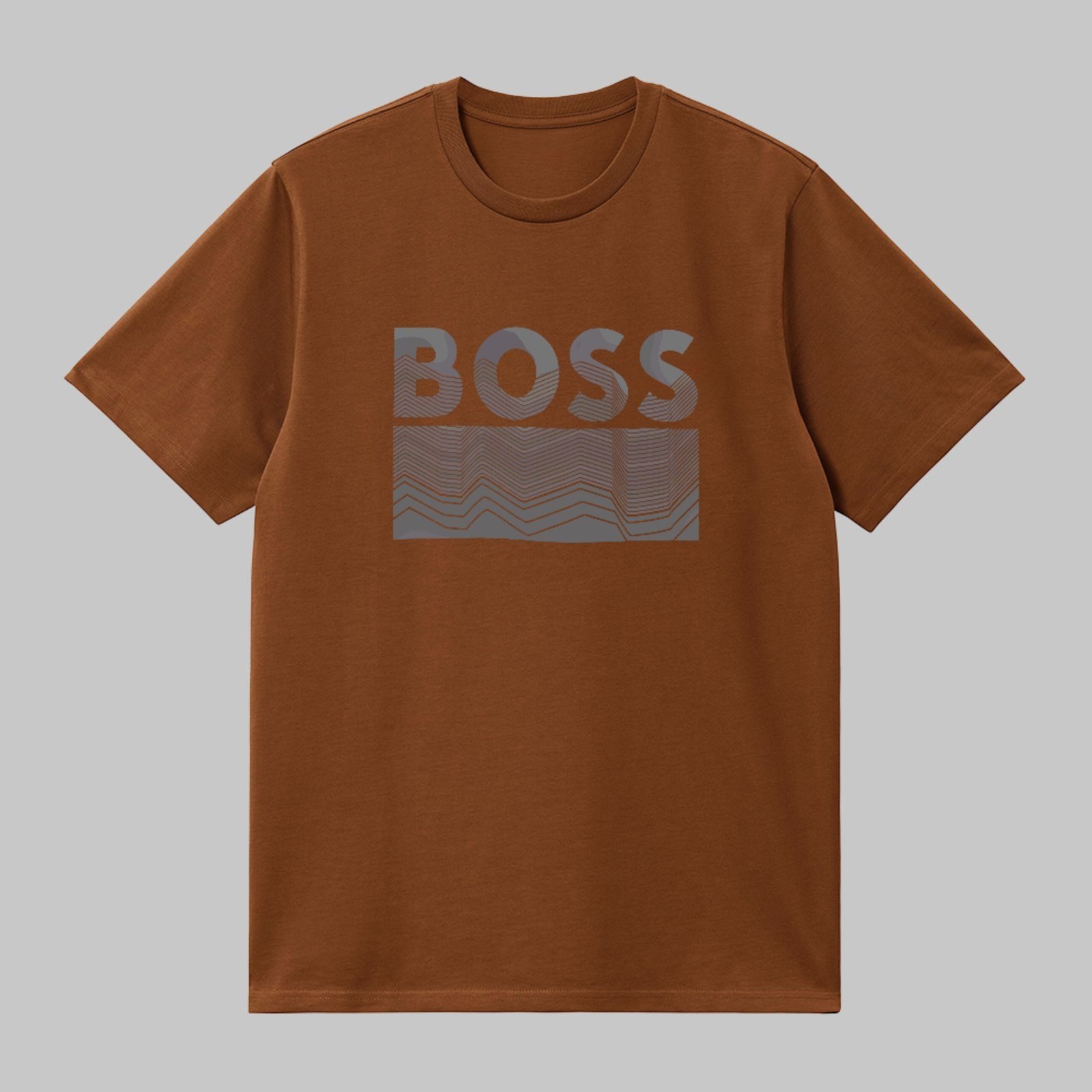 Camiseta Básica Boss Estampa Ondulado Urbano Geométrico Street Marrom