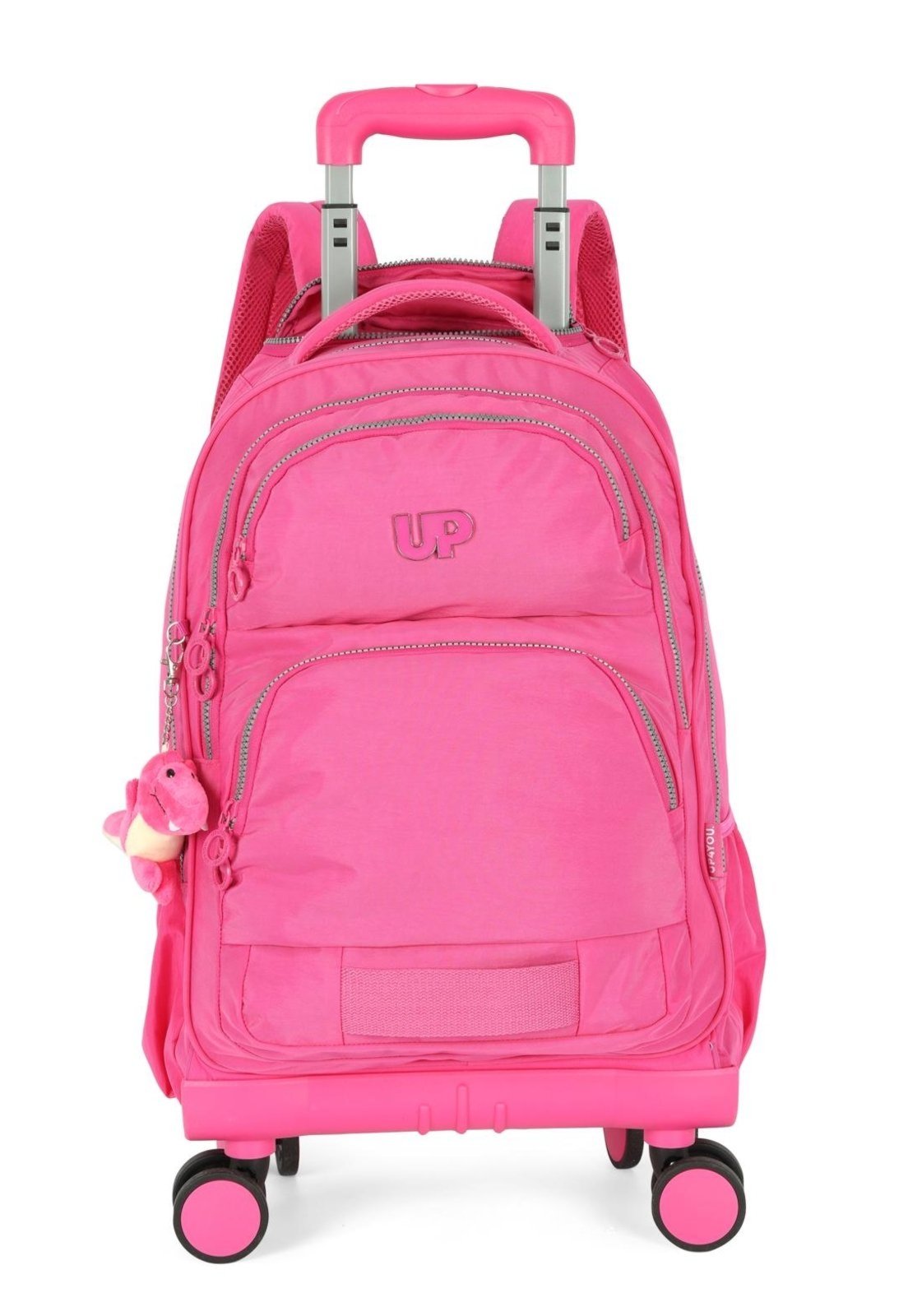 Vista 2 Infantil - Mochila Rodinhas 360 Dino Crinkle Costas Notebook Up4you verde Up4you verde