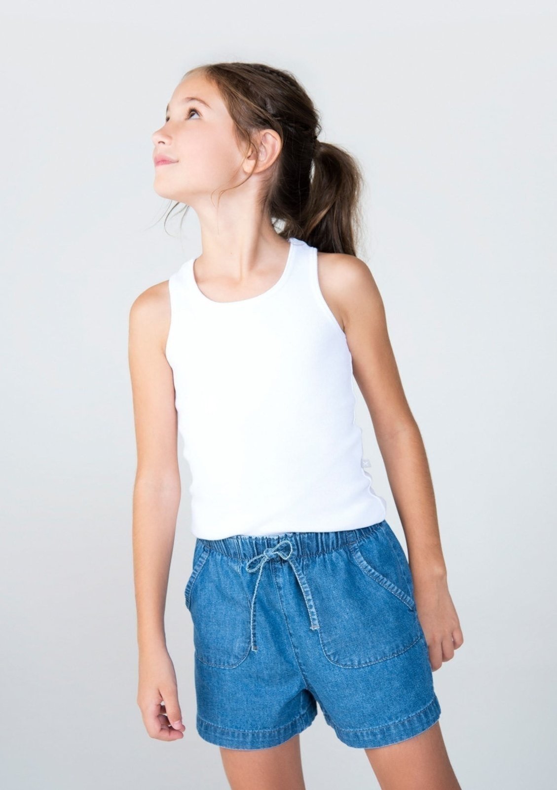 Vista 3 Infantil - Regata Básica Menina Em Ribana Hering branco Hering branco
