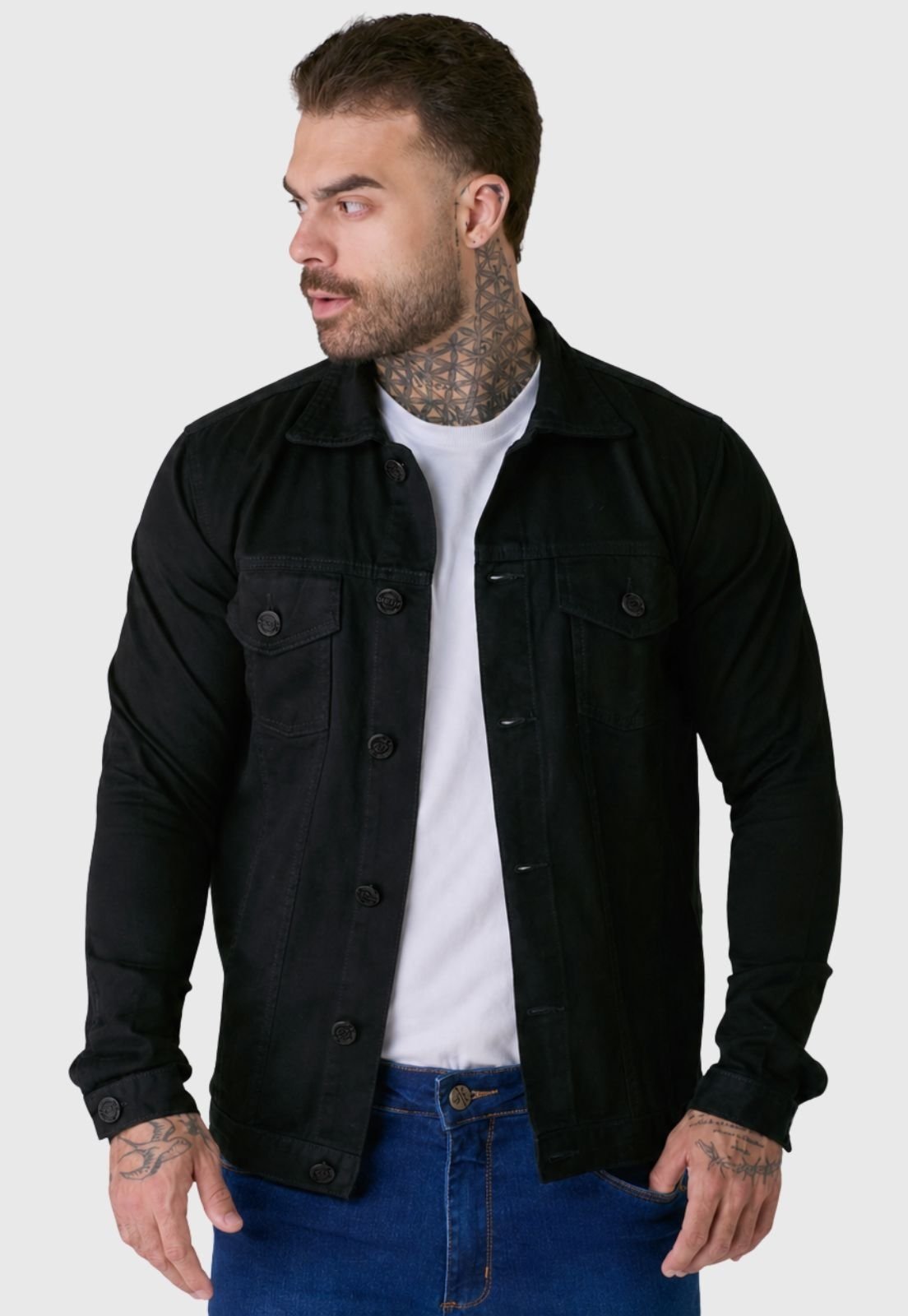 Jaqueta Jeans HNO Jeans Premium Full Black Elastano