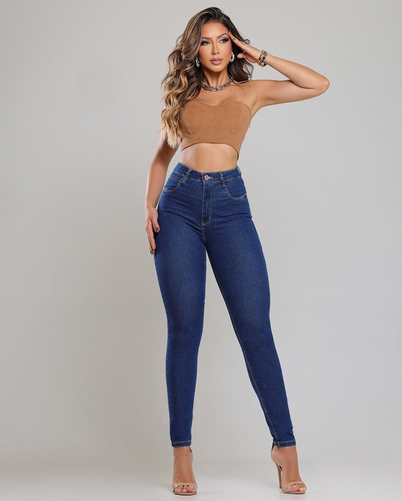Calça Jeans Skinny Hot Feminina Cintura Alta 00510 Escura Consciência