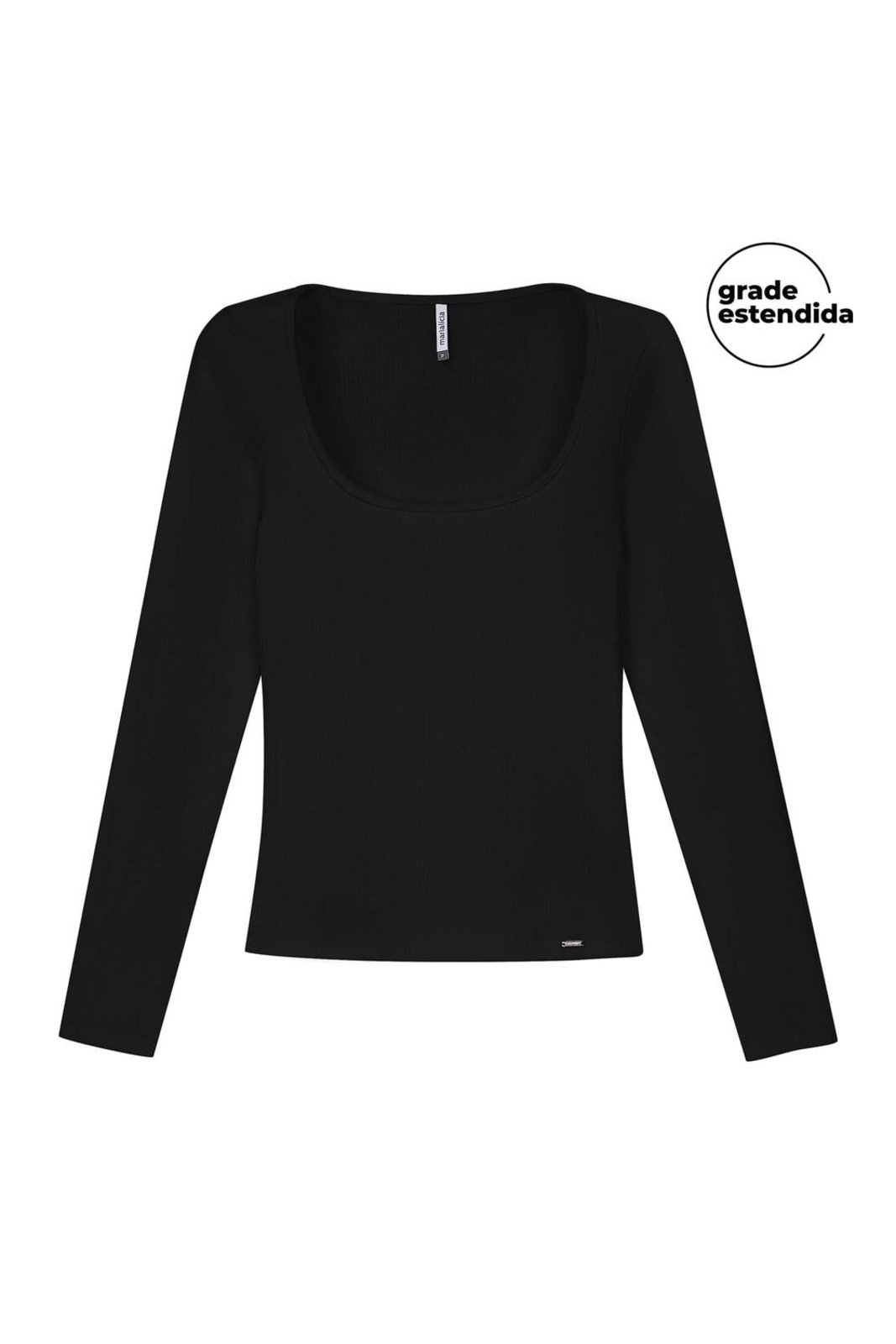 Blusa Feminina Básica Decote Quadrado Marialícia Preto