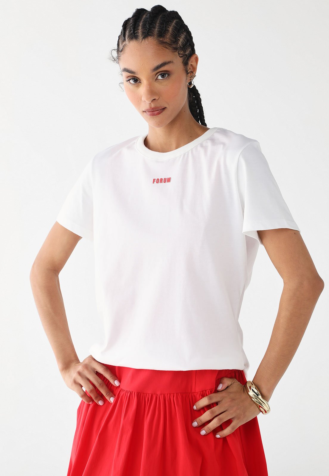 Camiseta Feminina Forum Slim Logo Off-White